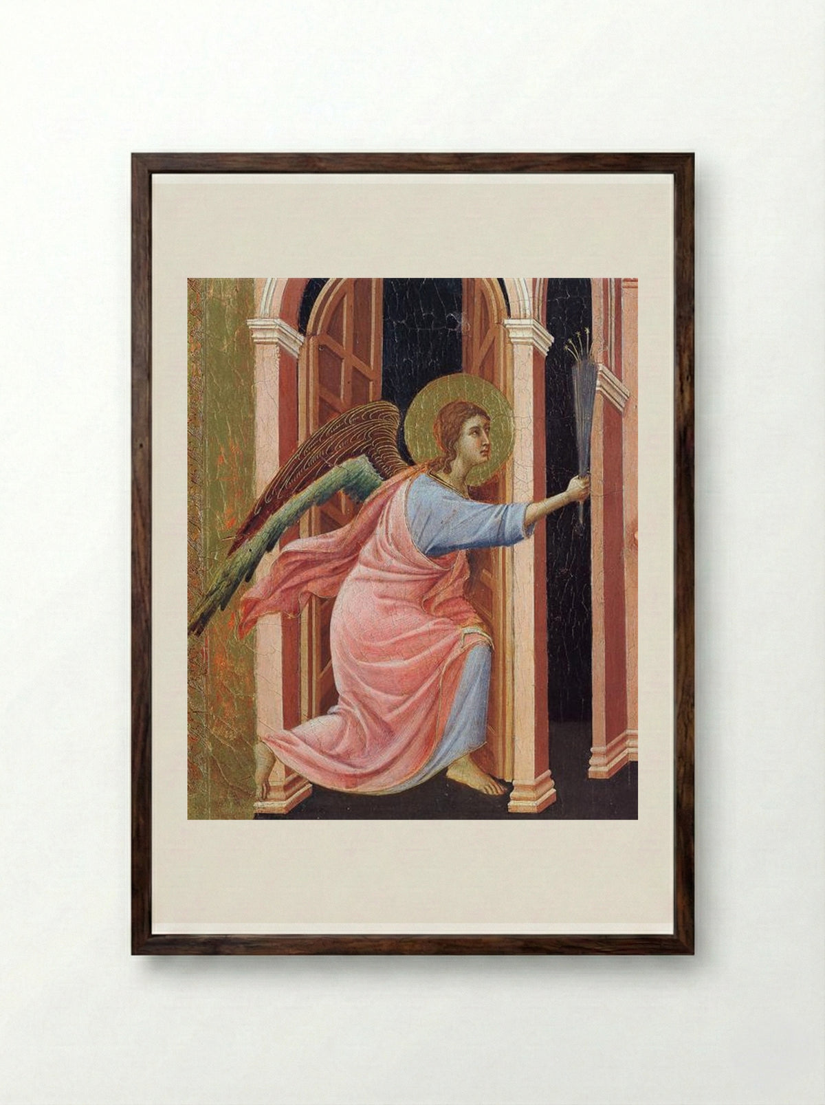 Annunciation (Fragment) - Duccio di Buoninsegna - Framed Print Dark Wood