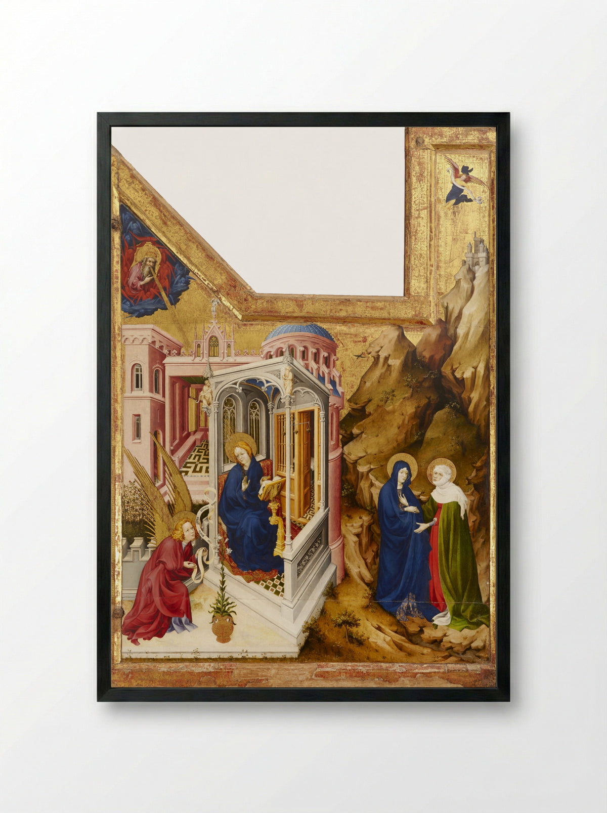 Annunciation and Visitation - Melchior Broederlam - Framed Print Black