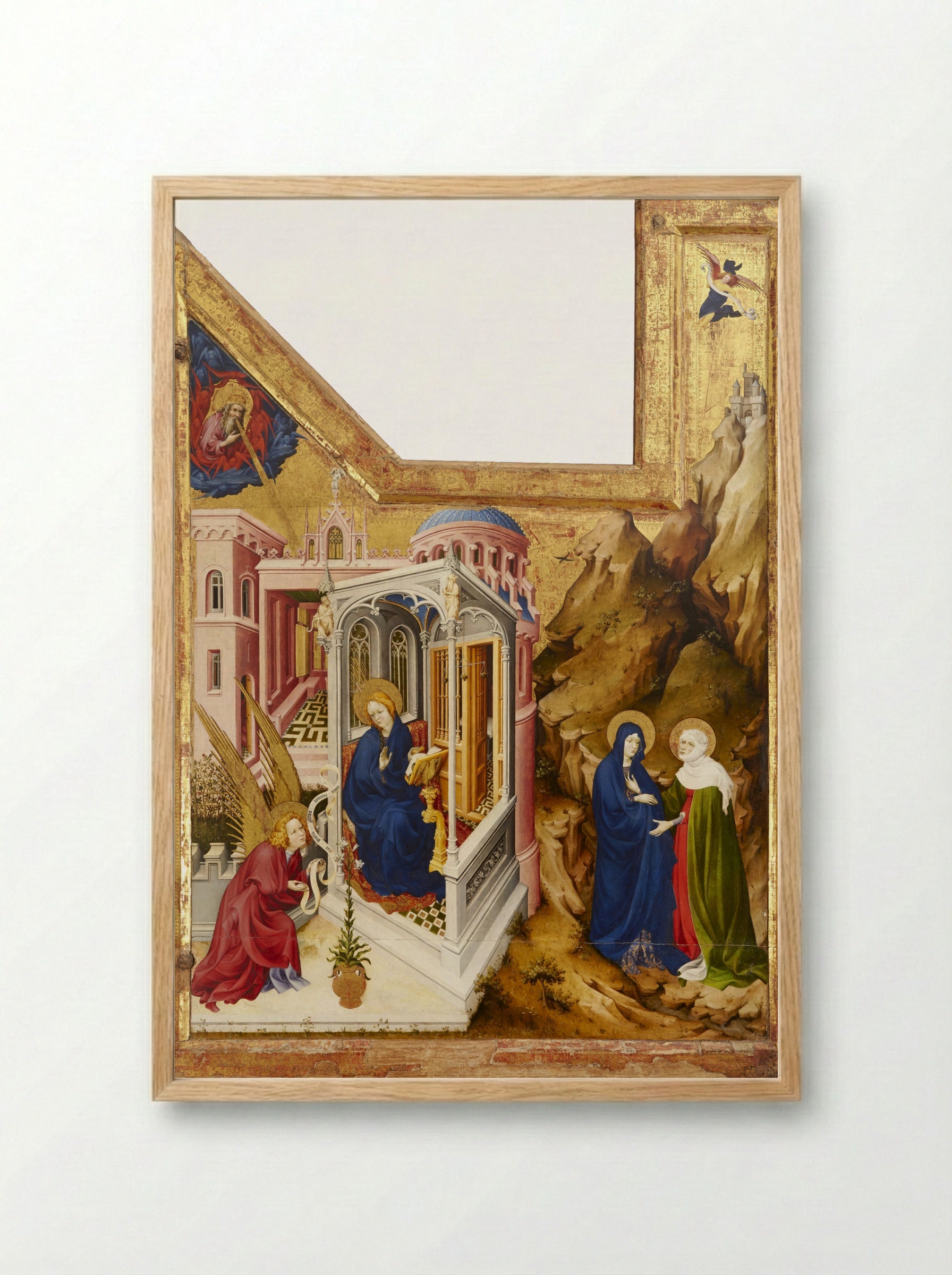 Annunciation and Visitation - Melchior Broederlam - Framed Print Wood