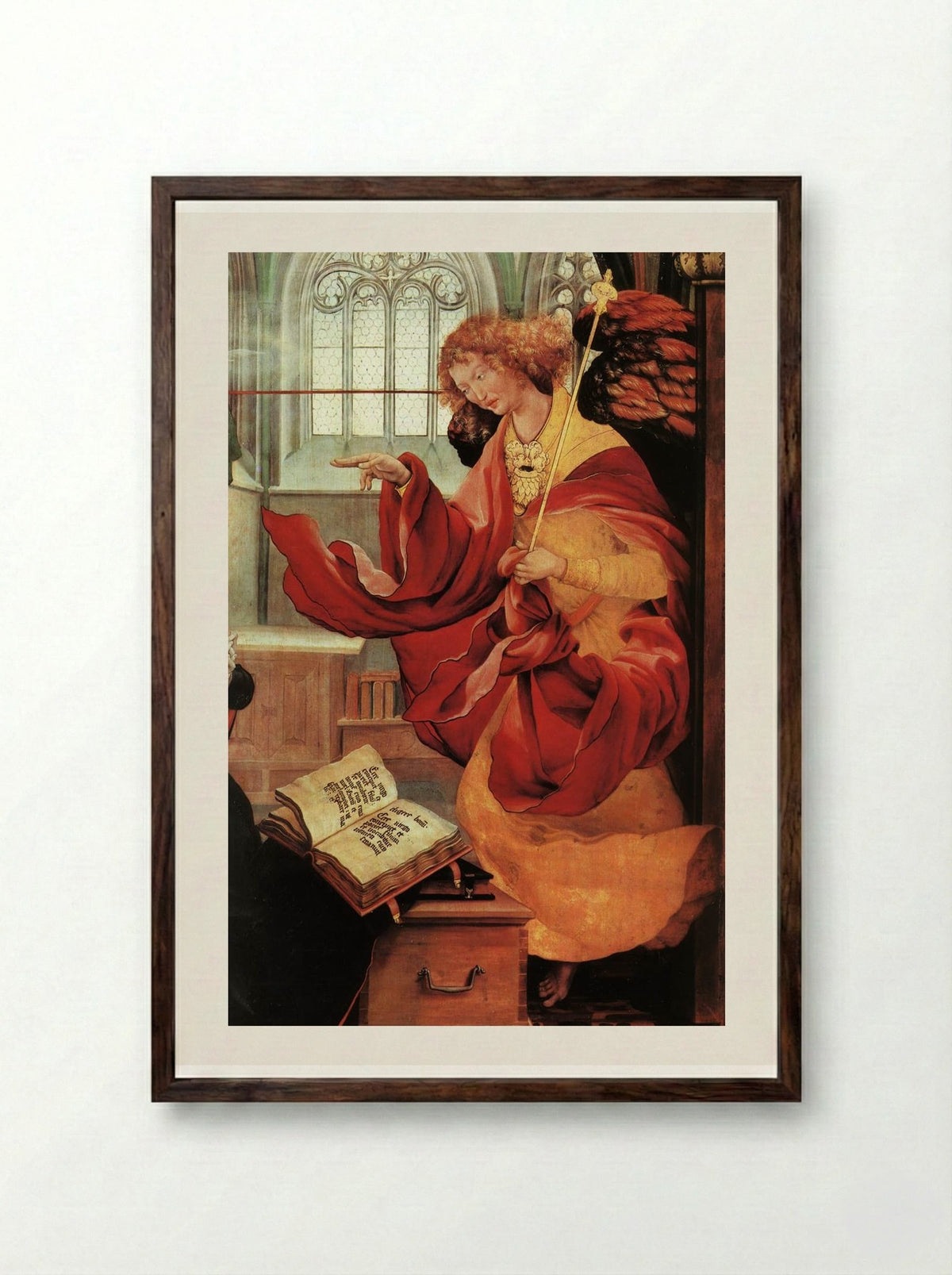 Annunciation (detail) - Matthias Grünewald - Framed Print Dark Wood