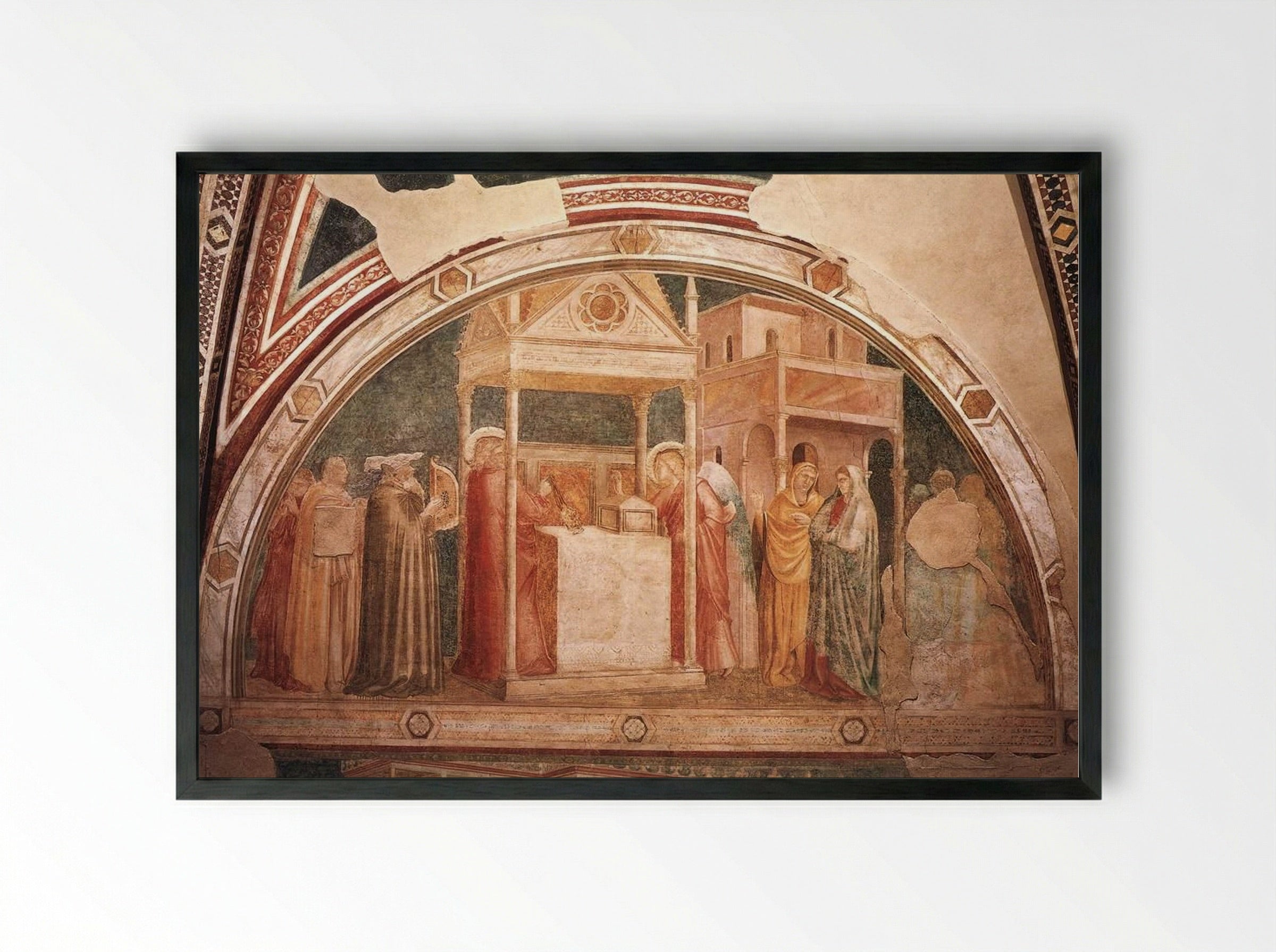 Annunciation to Zacharias - Giotto di Bondone - Framed Print Black