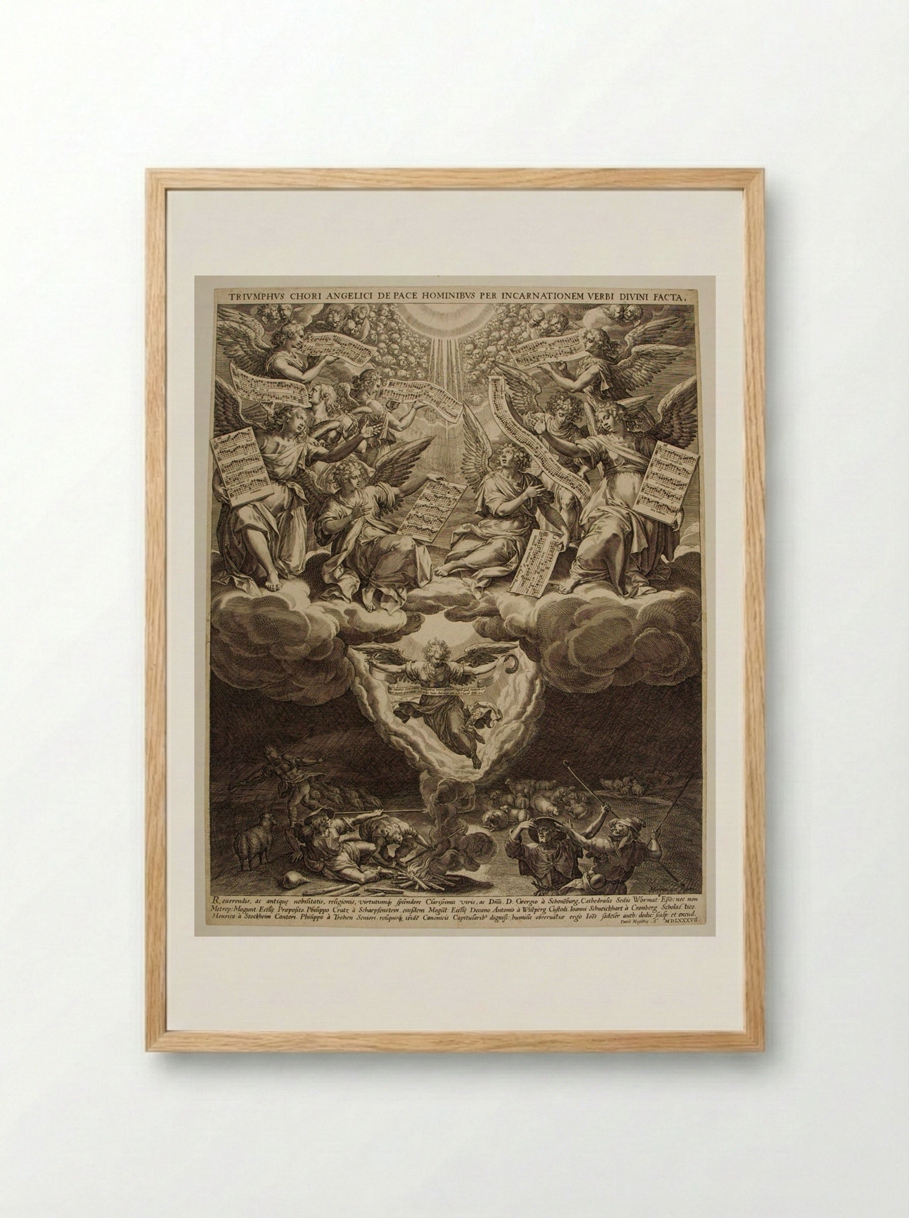 Annunciation to the Shepherds - Johann Sadeler I - Framed Print Wood