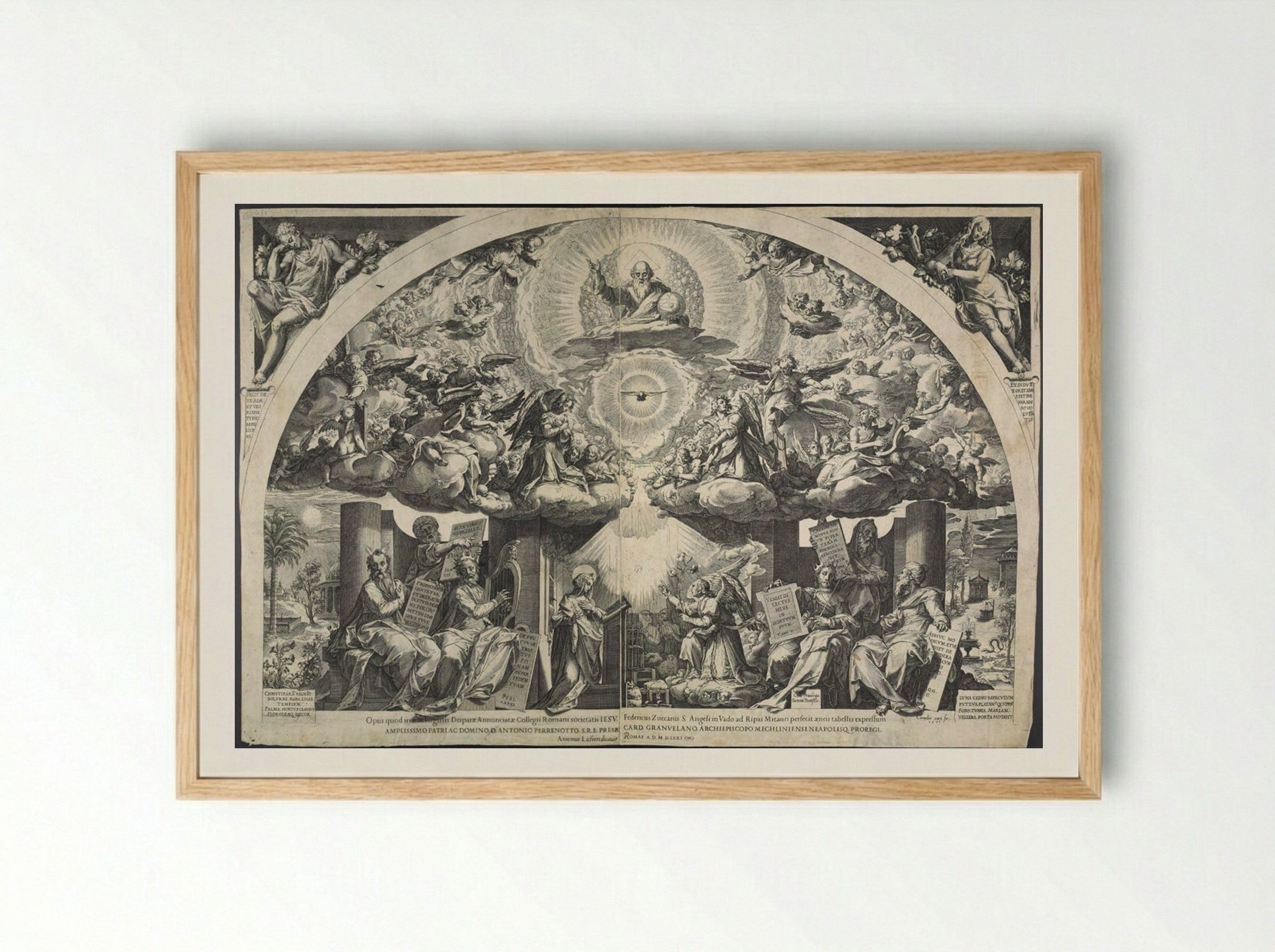 Annunciation with Prophets - Cornelis Cort - Framed Print Wood