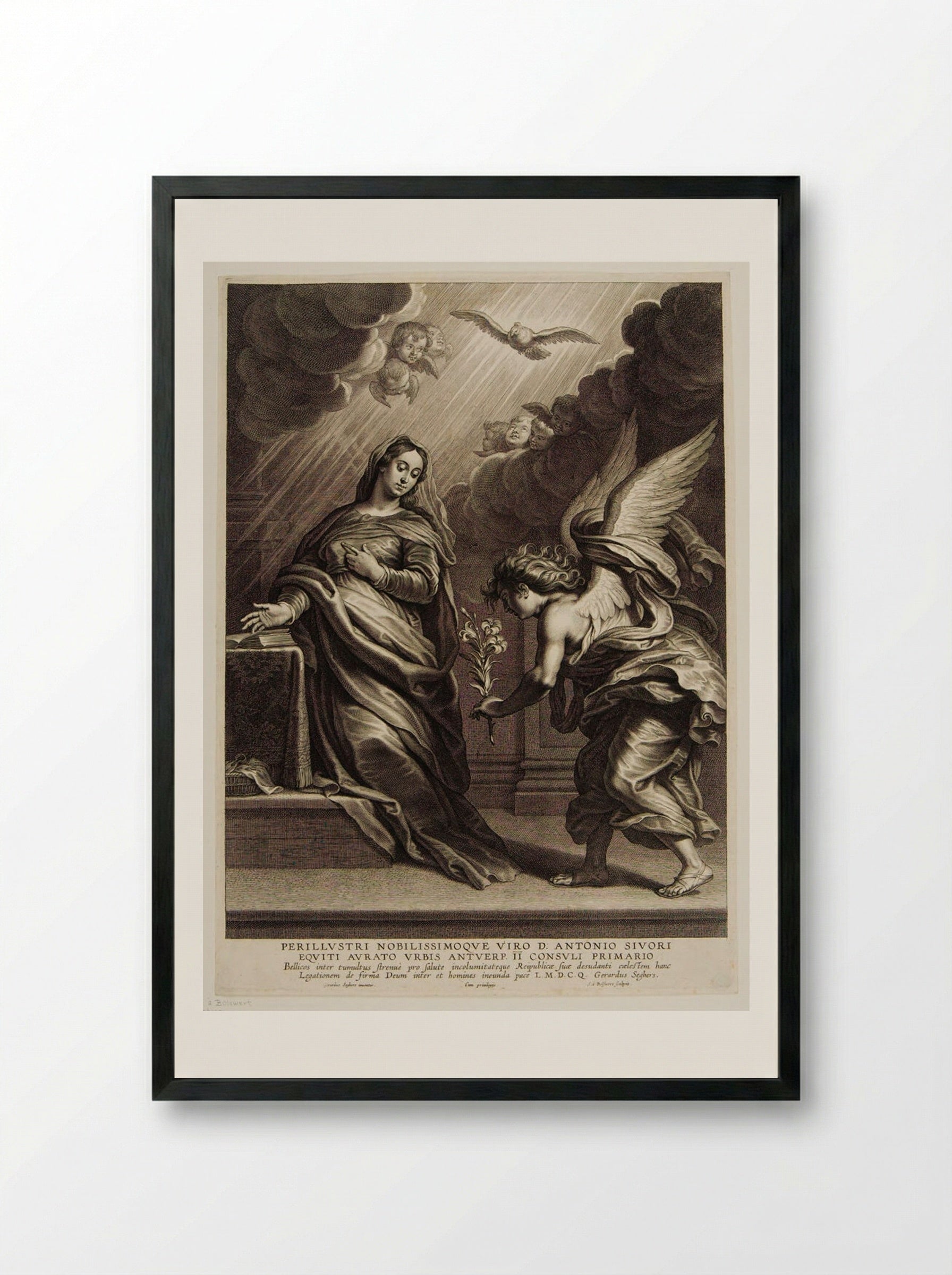 Annunciation - Schelte Adamsz. Bolswert - Framed Print Black