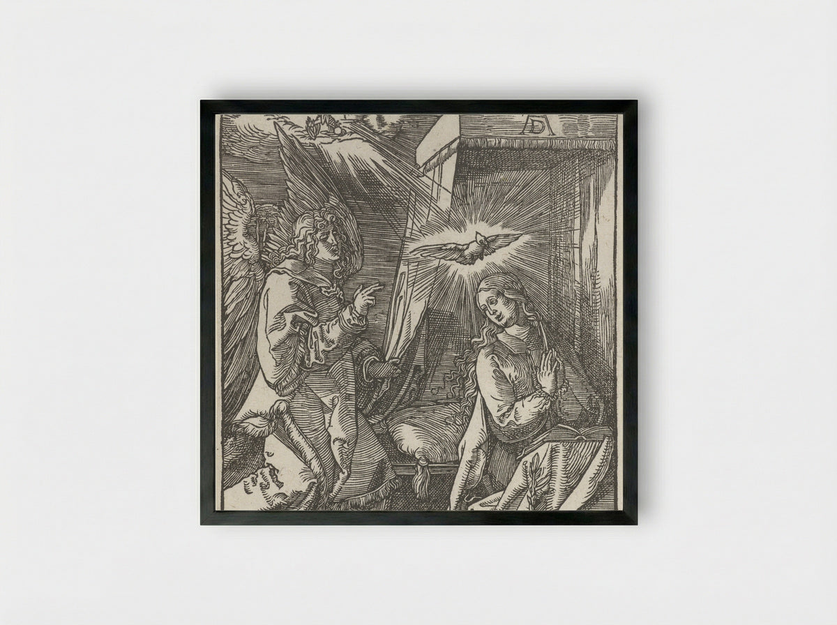 Annunciation - Johannes Mommard - Framed Print Black