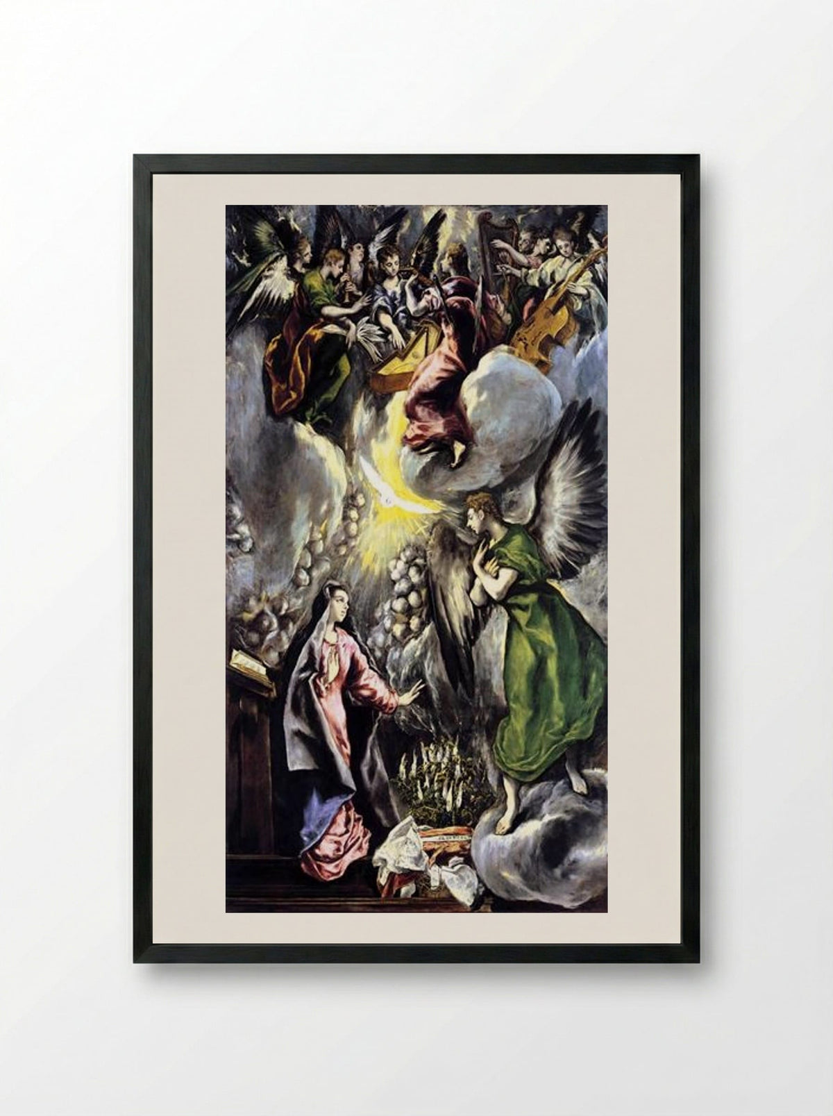 Annunciation - El Greco - Framed Print Black