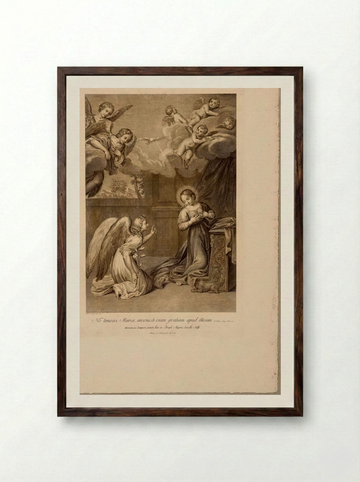 Annunciation - Domenico Cunego - Framed Print Dark Wood