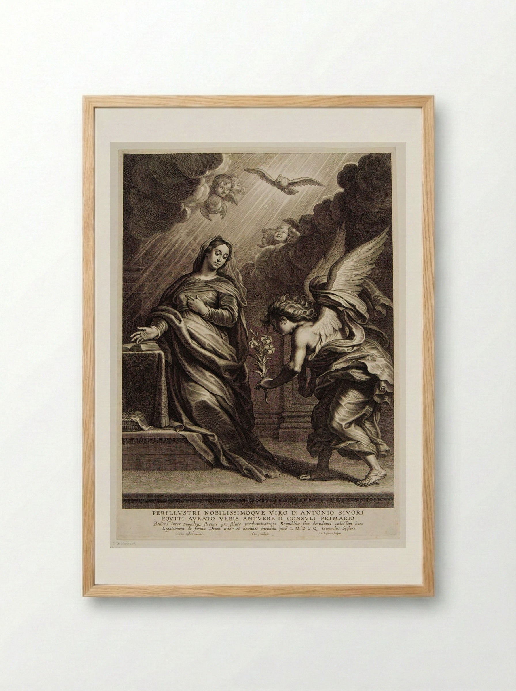 Annunciation - Schelte Adamsz. Bolswert - Framed Print Wood