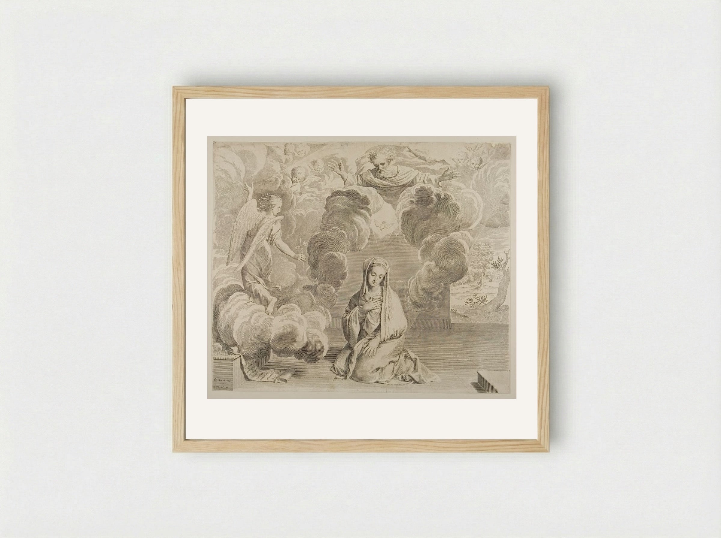 Annunciation - Claude Mellan - Framed Print Wood