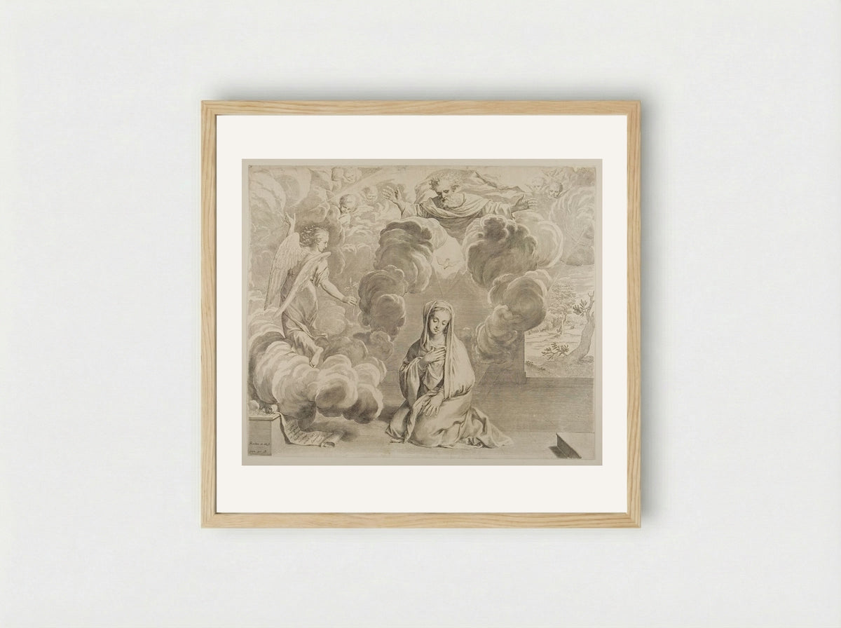 Annunciation - Claude Mellan - Framed Print Wood