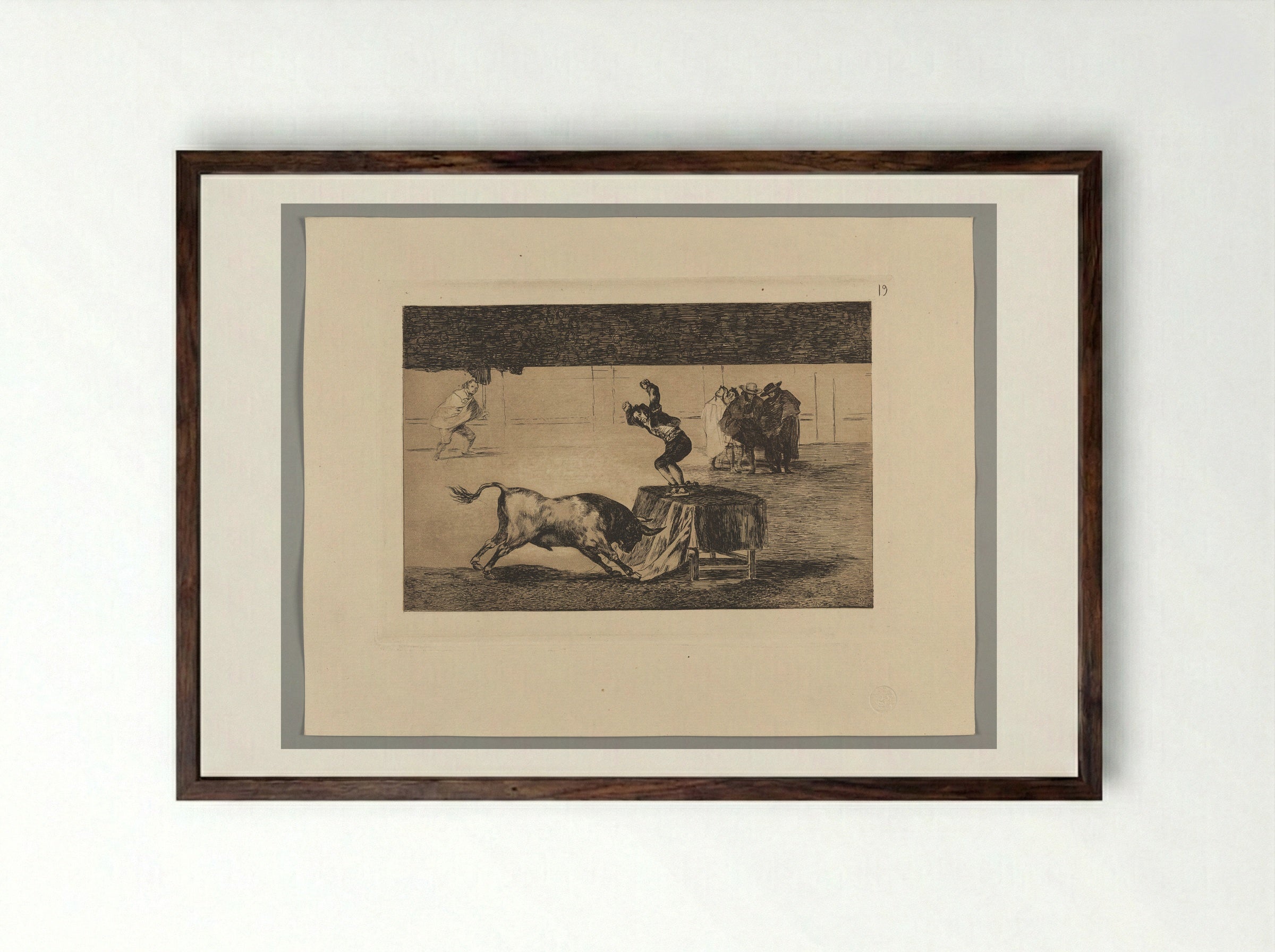 Another Madness of His in the Same Ring - Francisco José de Goya y Lucientes - Framed Print Dark Wood