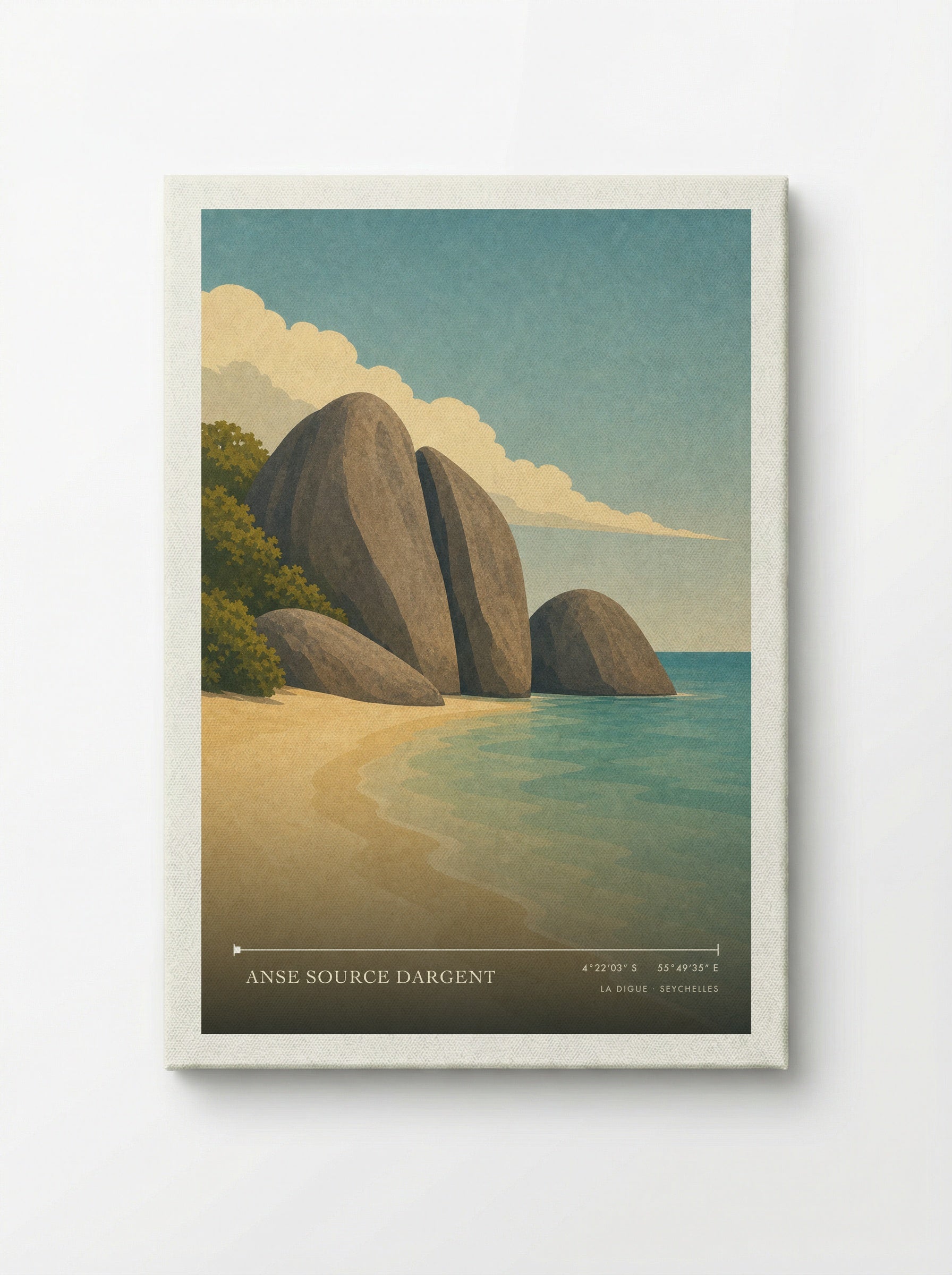 Anse Source dArgent Travel Poster Artwork - Canvas