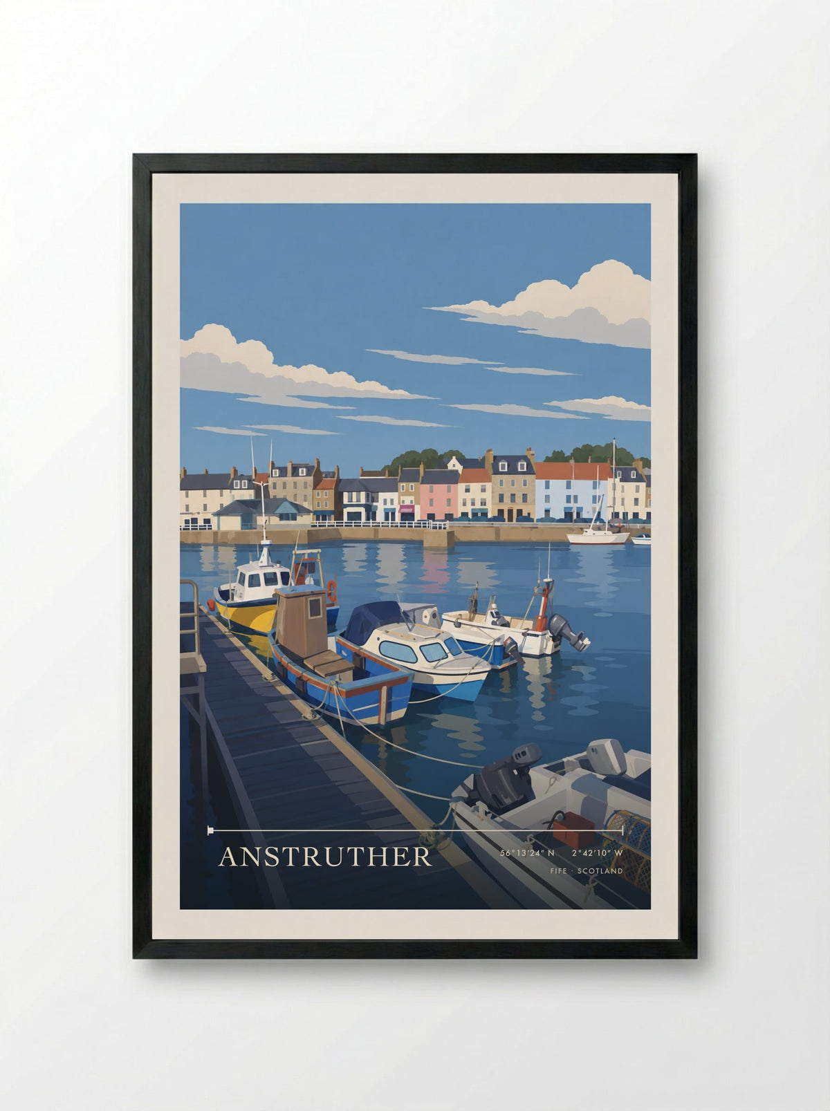 Anstruther, Fife | Travel Poster - Framed Print Black