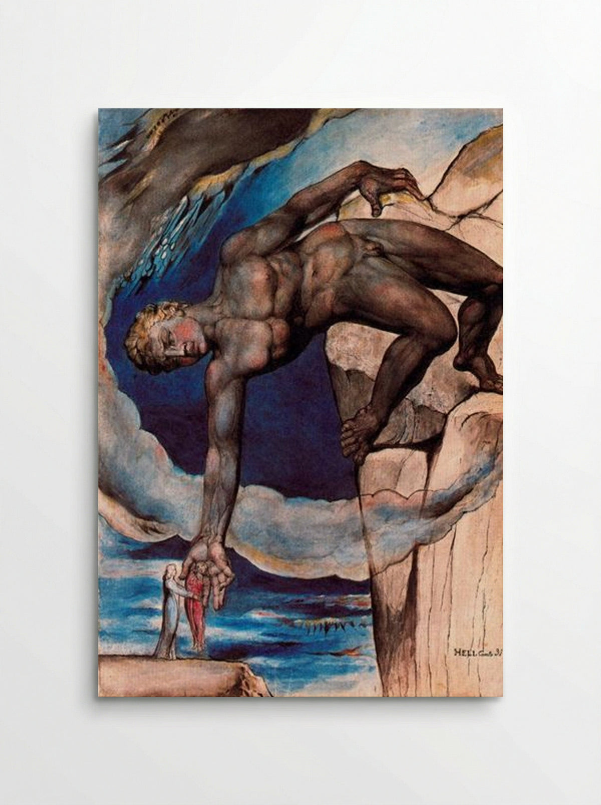 Antaeus setting down Dante and Virgil in the last circle of hell - William Blake - Poster