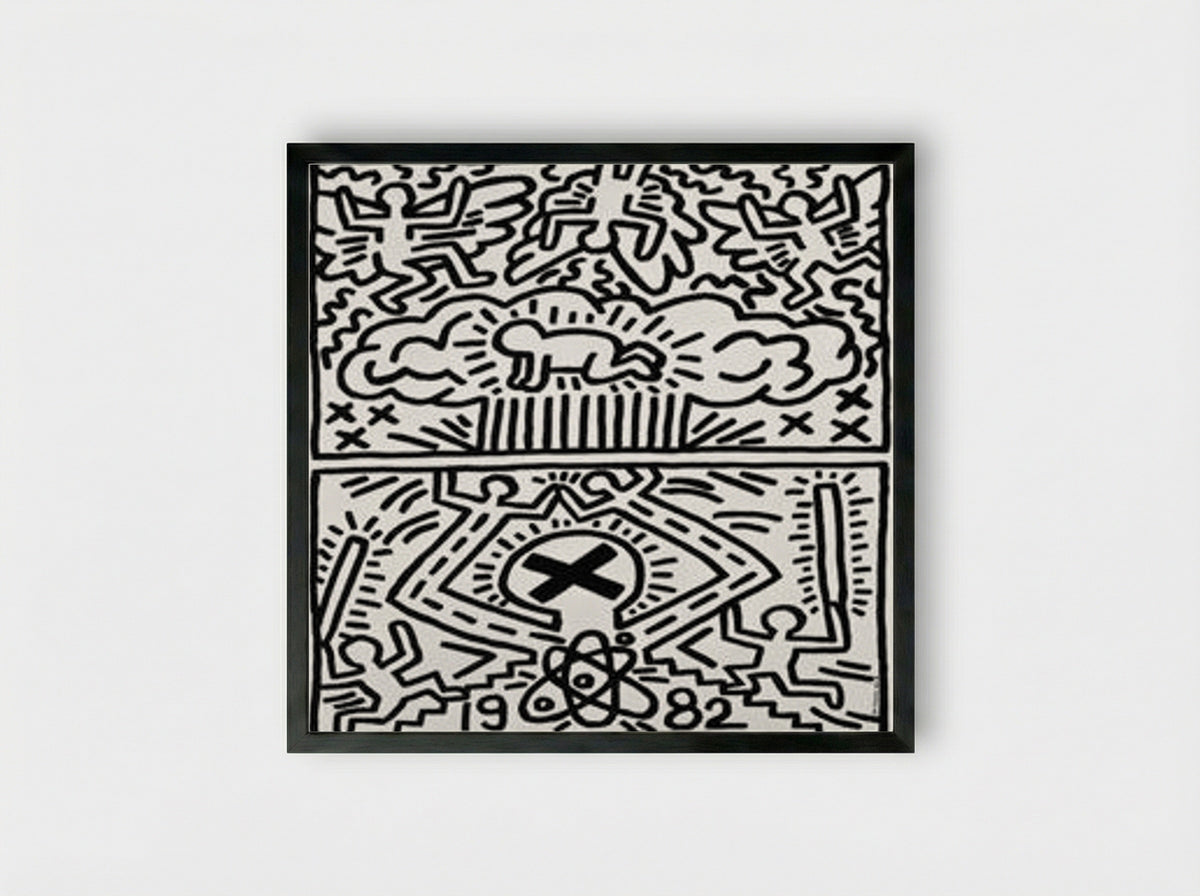 Anti-Nuclear Rally - Keith Haring - Framed Print Black