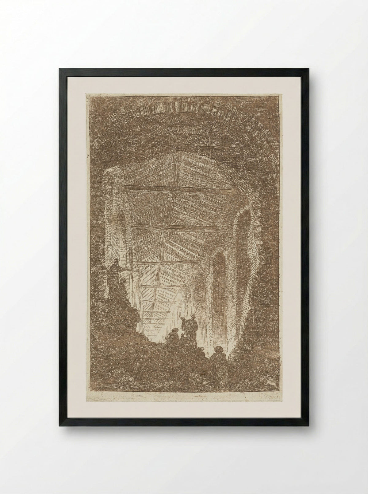 Antieke galerij - Hubert Robert - Framed Print Black