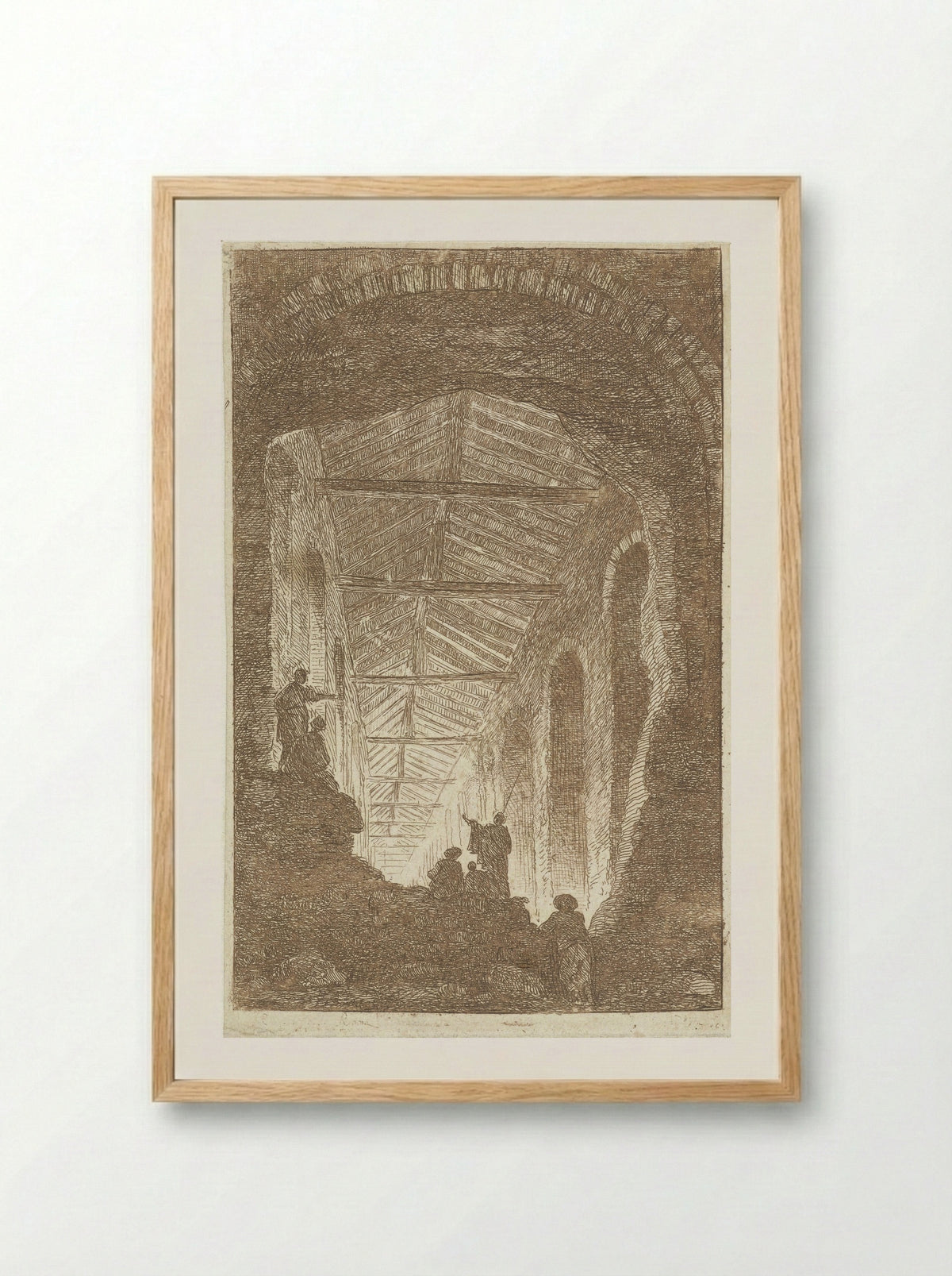Antieke galerij - Hubert Robert - Framed Print Wood