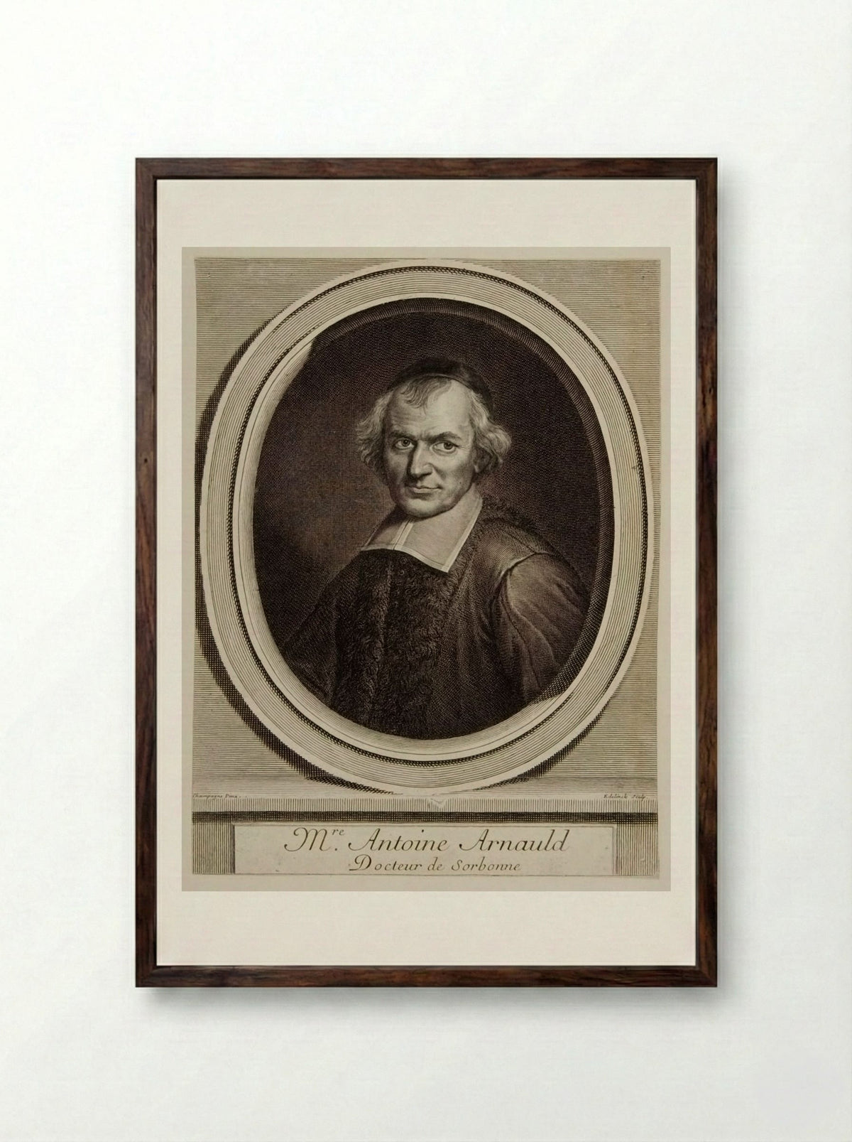 Antoine Arnauld - Gérard Edelinck - Framed Print Dark Wood