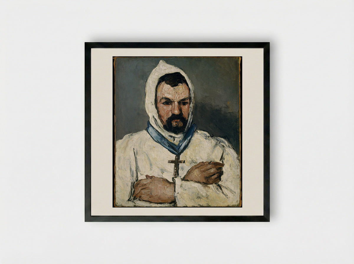 Antoine Dominique Sauveur Aubert as a Monk - Paul Cézanne - Framed Print Black