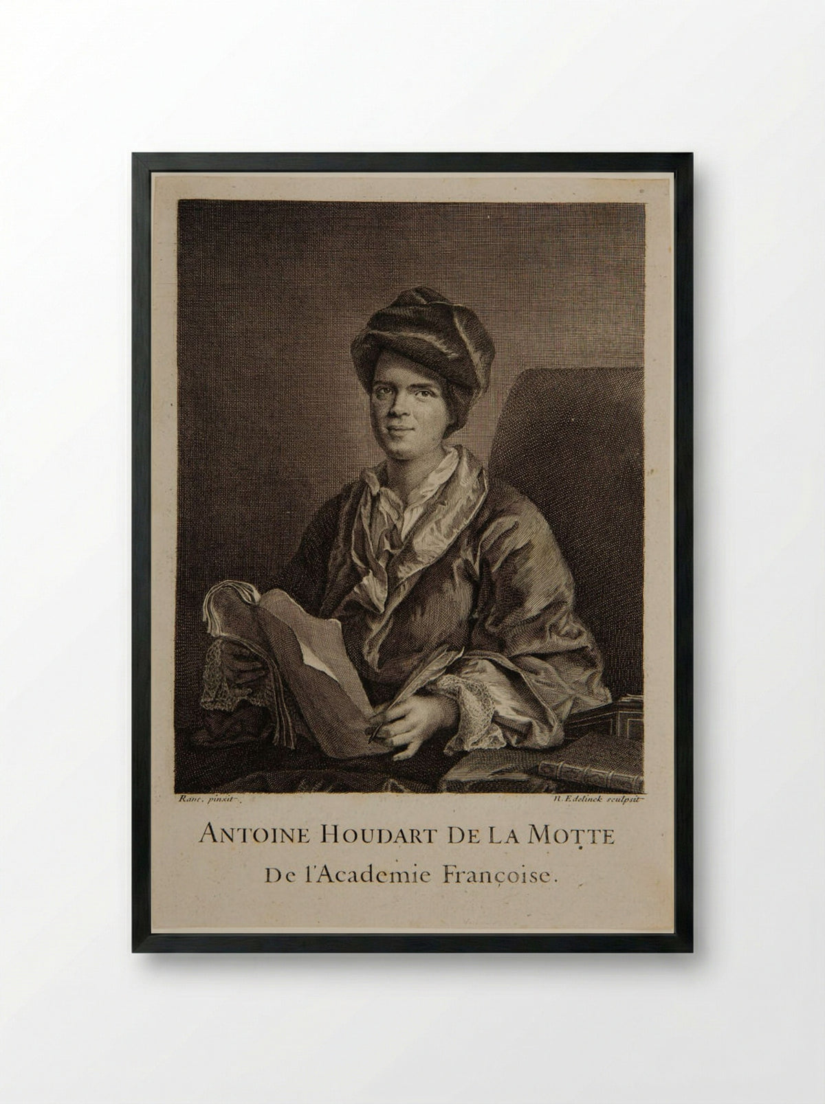 Antoine Houdart de la Motte - Nicolas Edelinck - Framed Print Black