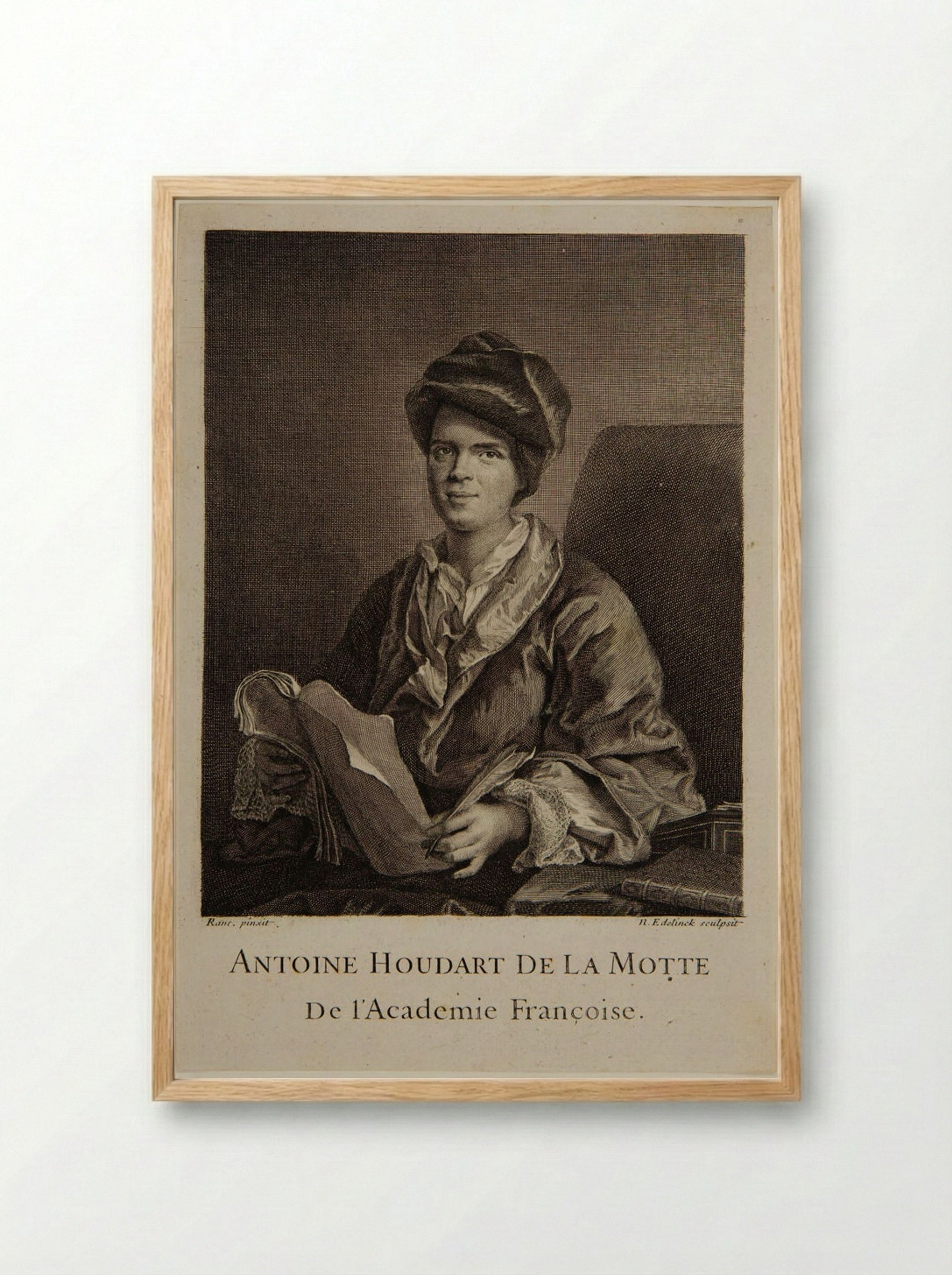 Antoine Houdart de la Motte - Nicolas Edelinck - Framed Print Wood