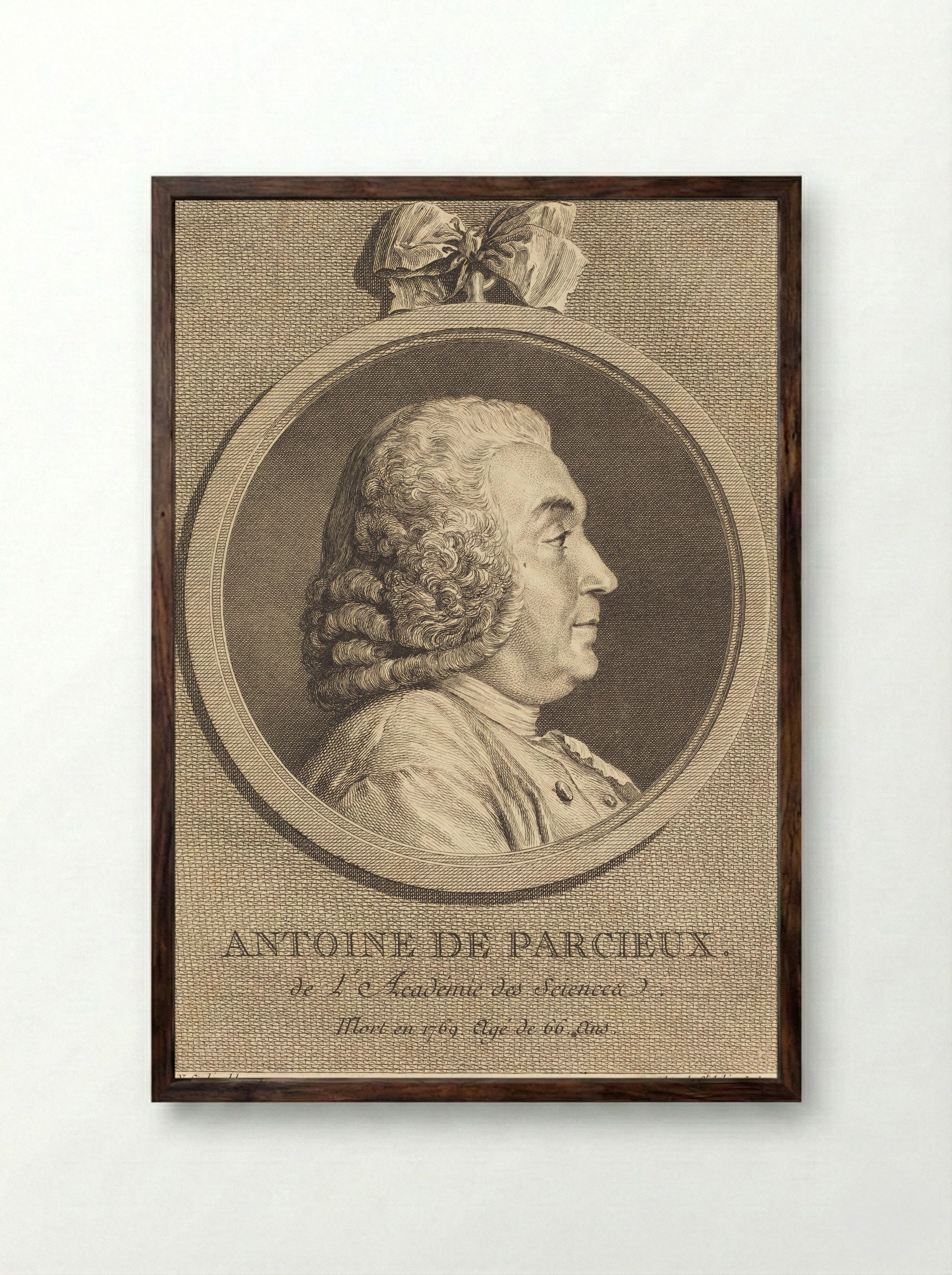 Antoine de Parcieux - Augustin de Saint-Aubin - Framed Print Dark Wood