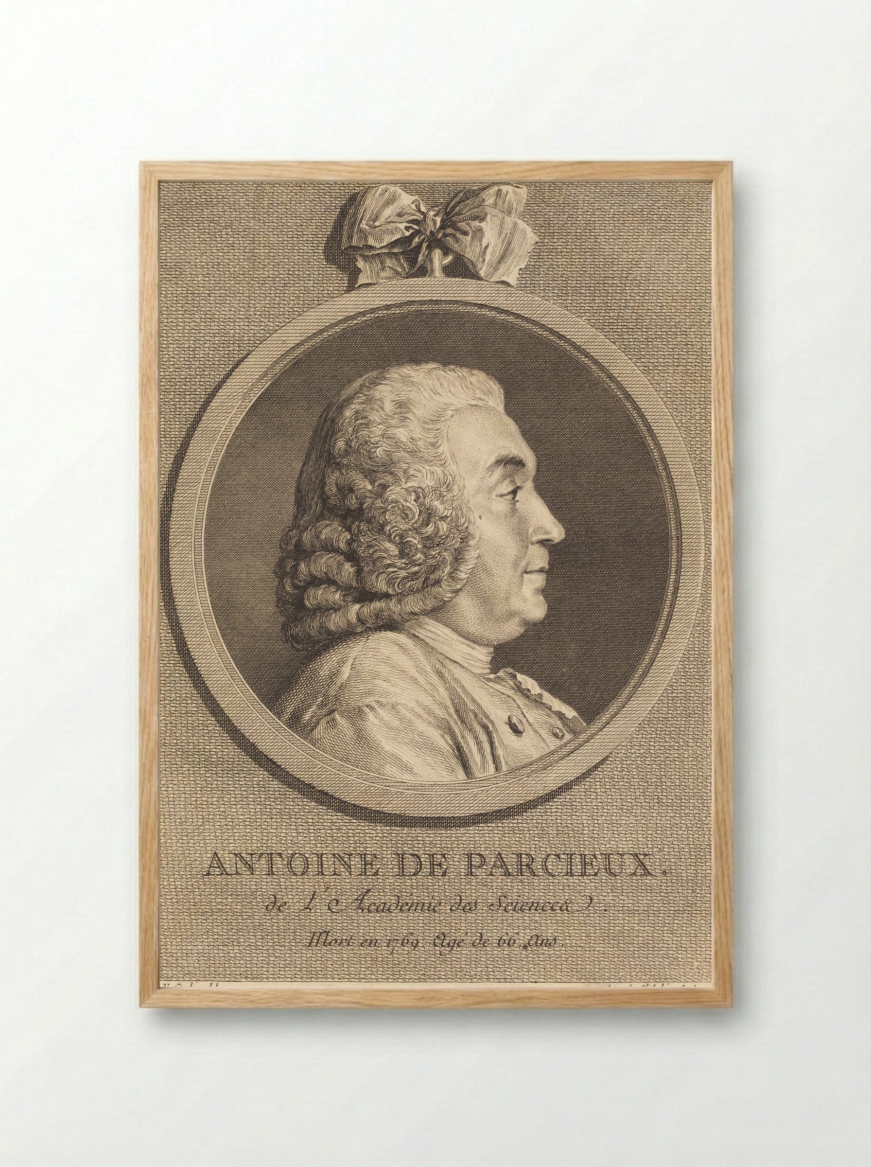 Antoine de Parcieux - Augustin de Saint-Aubin - Framed Print Wood