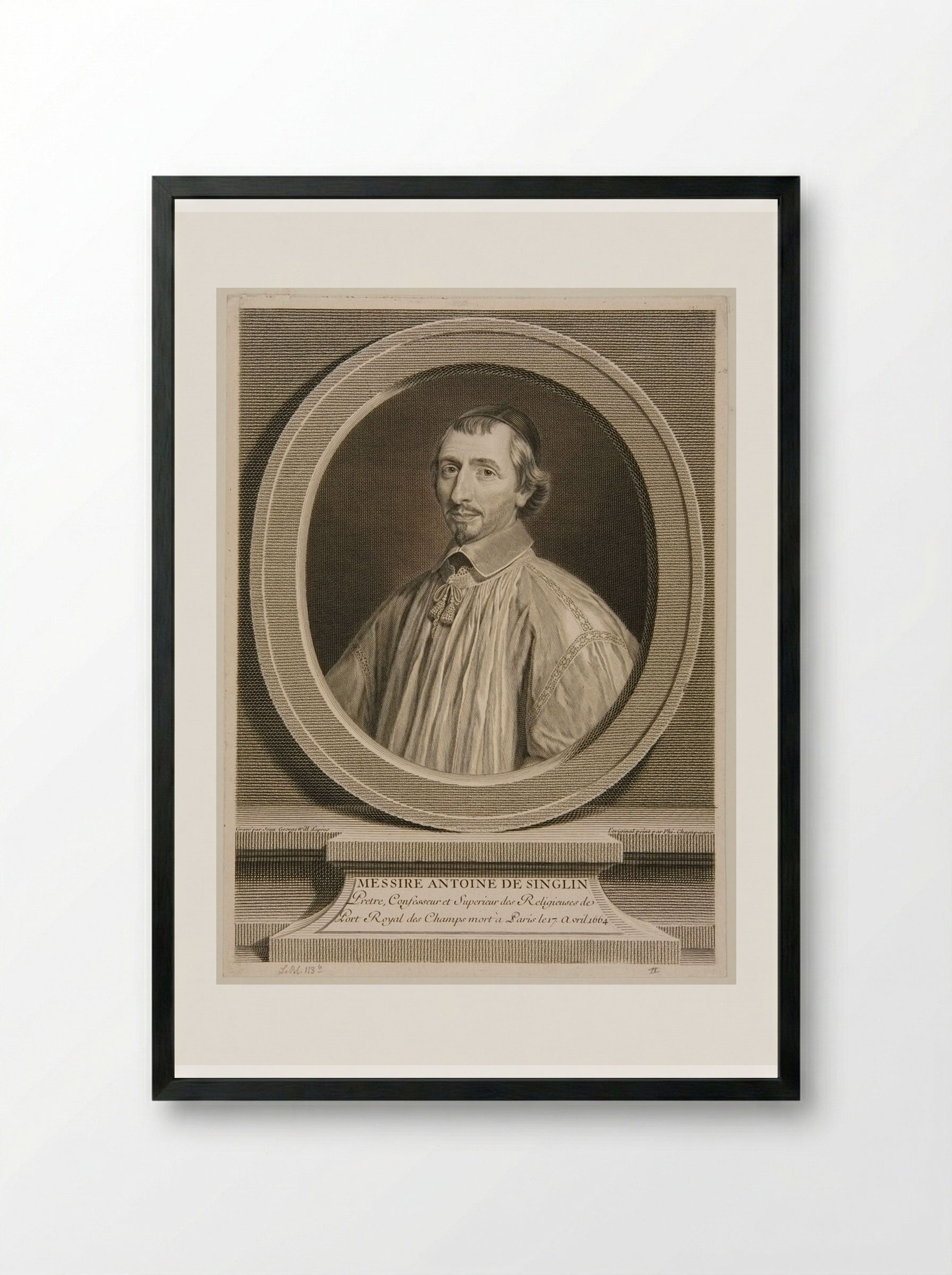 Antoine de Singlin - Johann Georg Wille - Framed Print Black