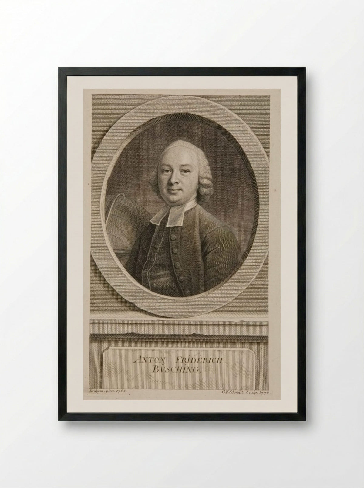 Anton Friedrich Büsching - Georg Friedrich Schmidt - Framed Print Black