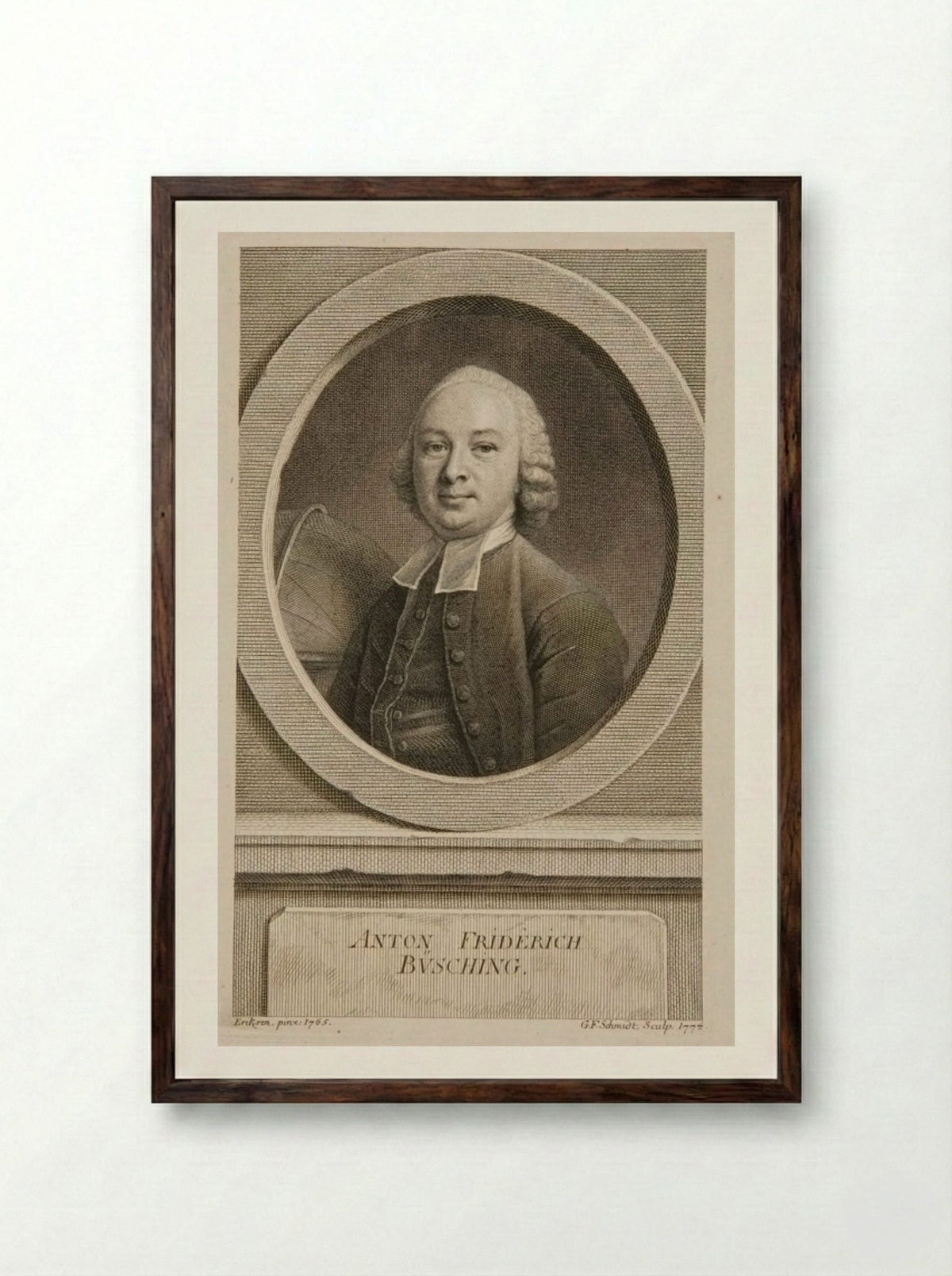 Anton Friedrich Büsching - Georg Friedrich Schmidt - Framed Print Dark Wood
