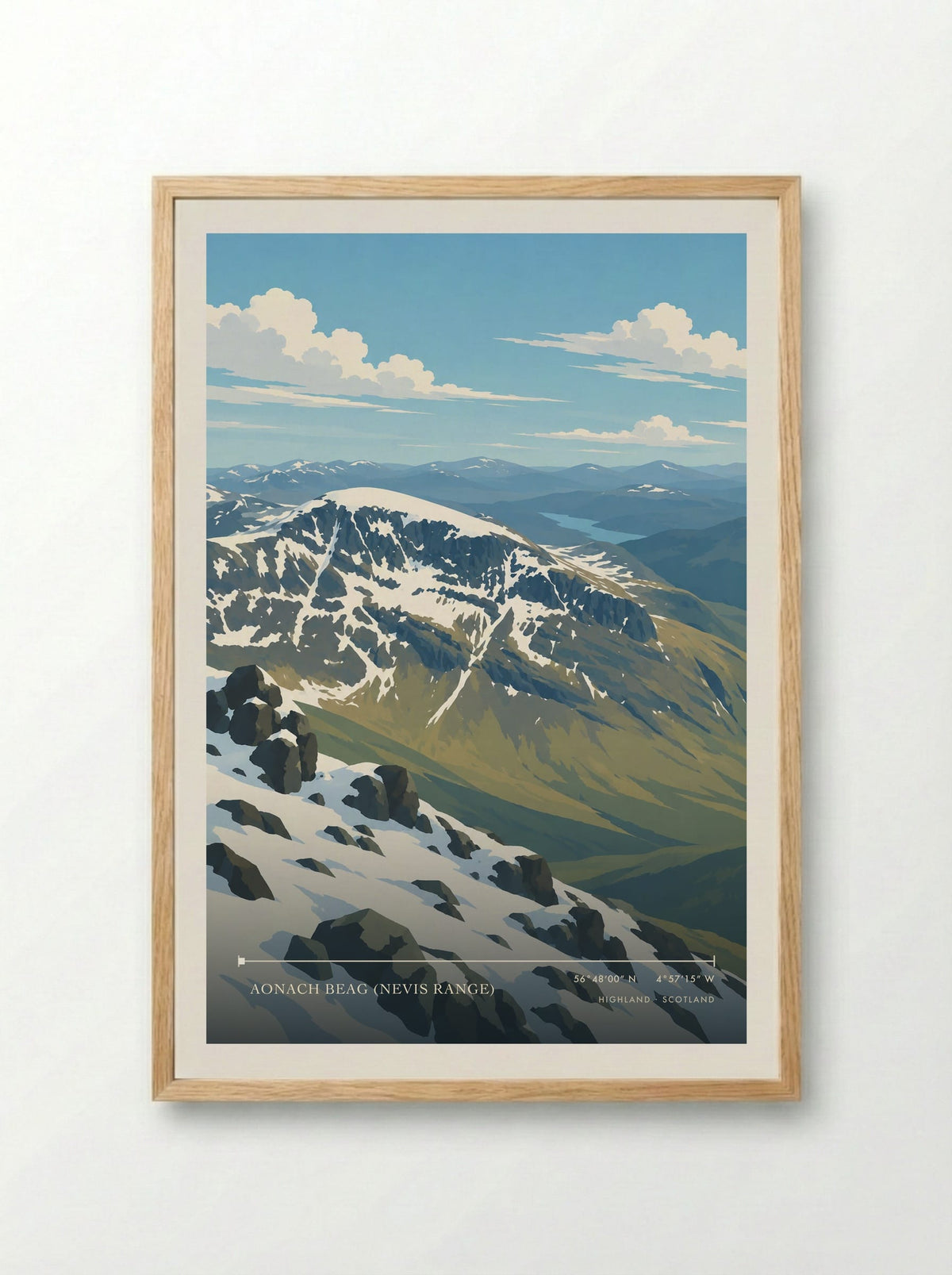Aonach Beag (Nevis Range), Highland | Travel Poster - Framed Print Wood