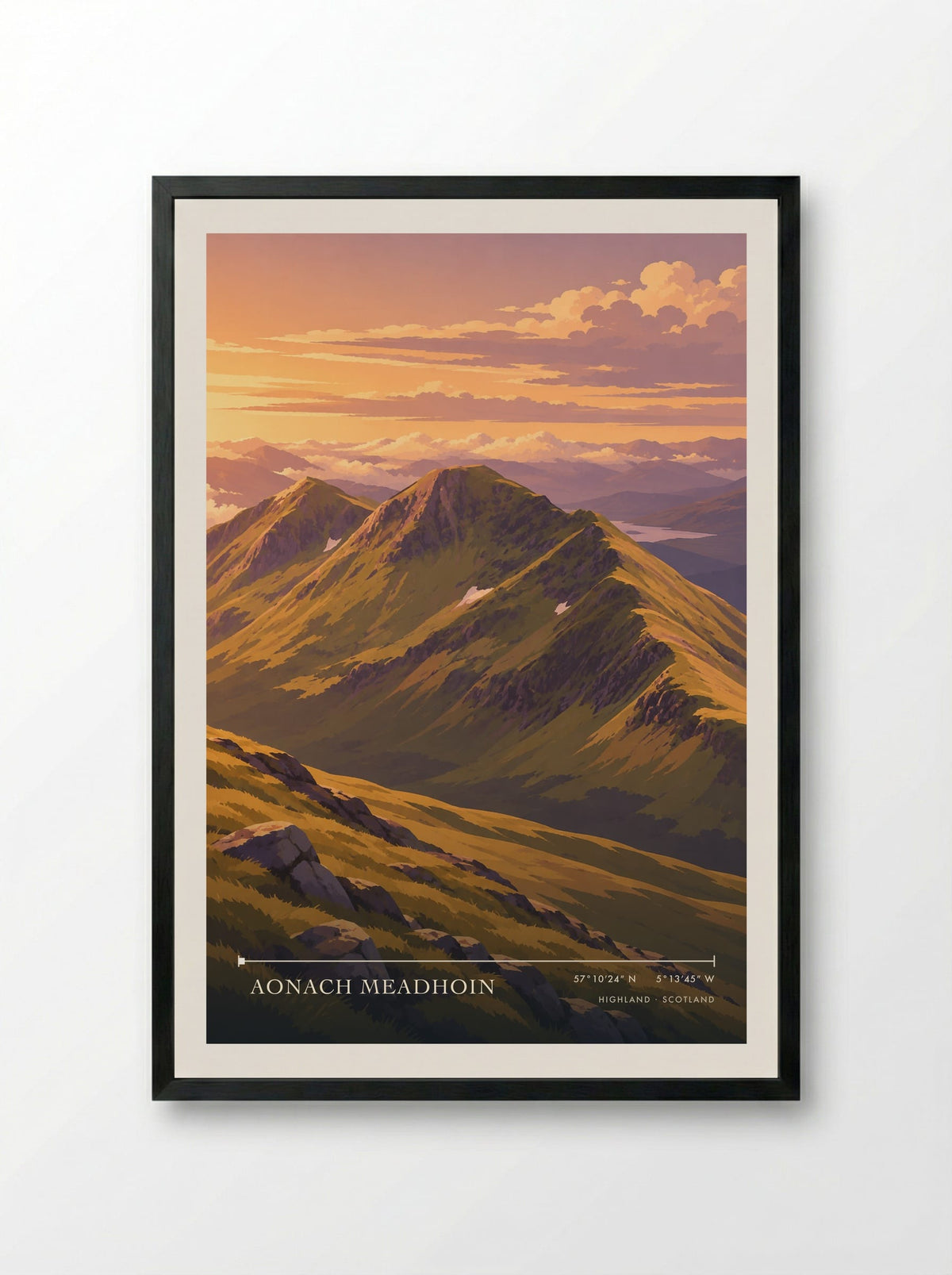 Aonach Meadhoin, Highland | Travel Poster - Framed Print Black