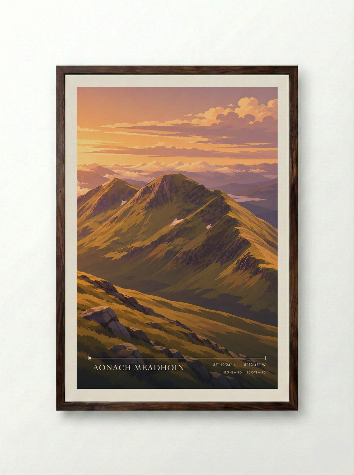 Aonach Meadhoin, Highland | Travel Poster - Framed Print Dark Wood