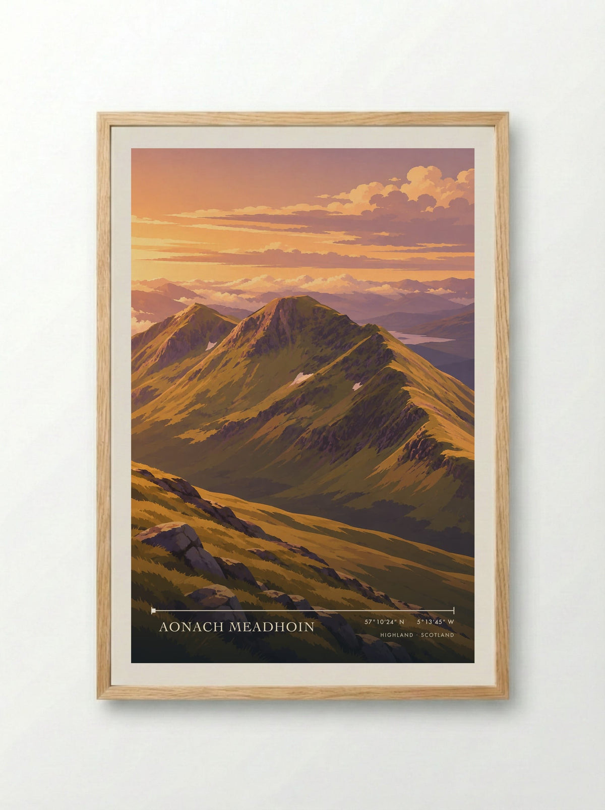 Aonach Meadhoin, Highland | Travel Poster - Framed Print Wood