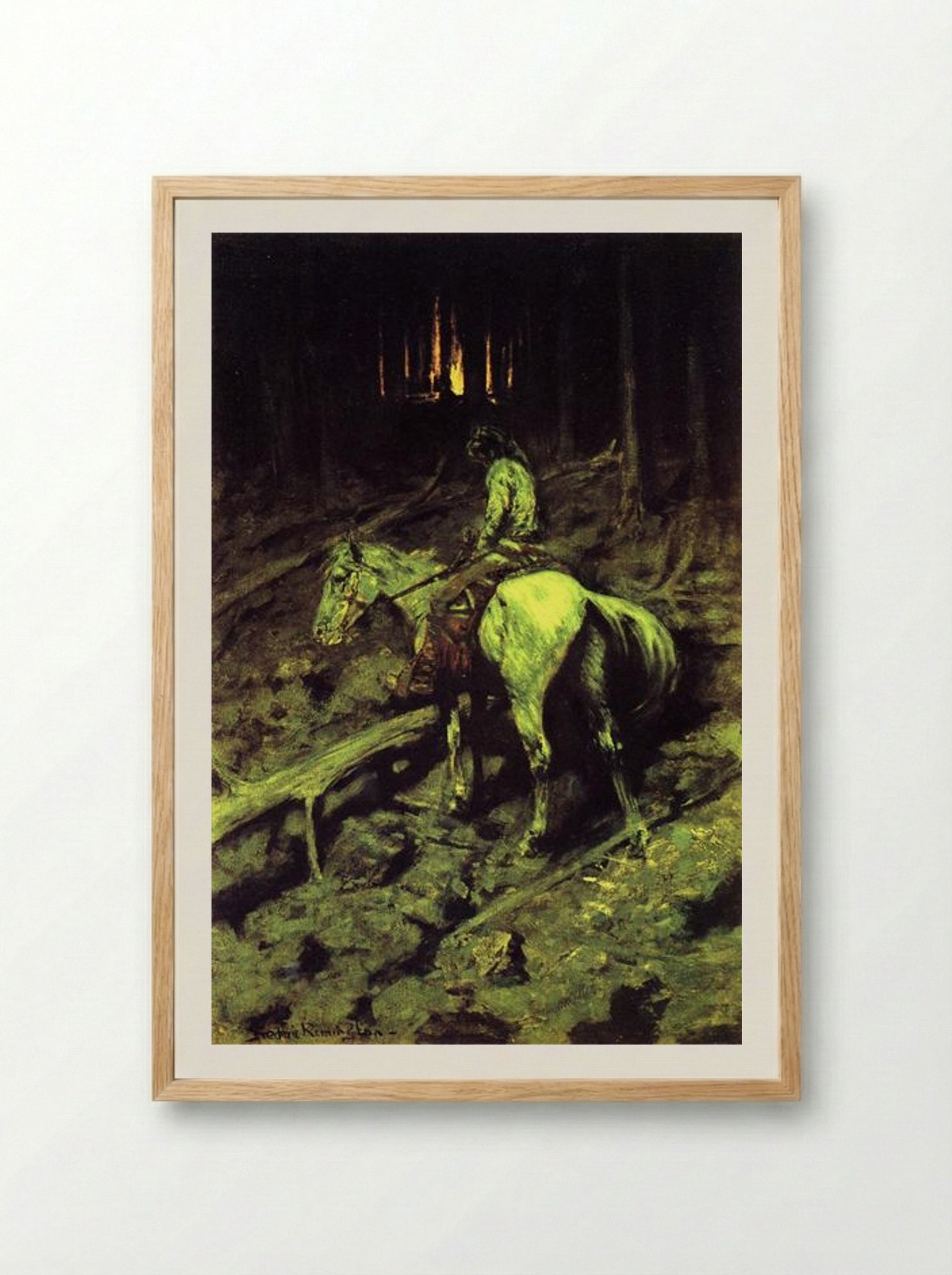 Apache Fire Signal - Frederic Remington - Framed Print Wood