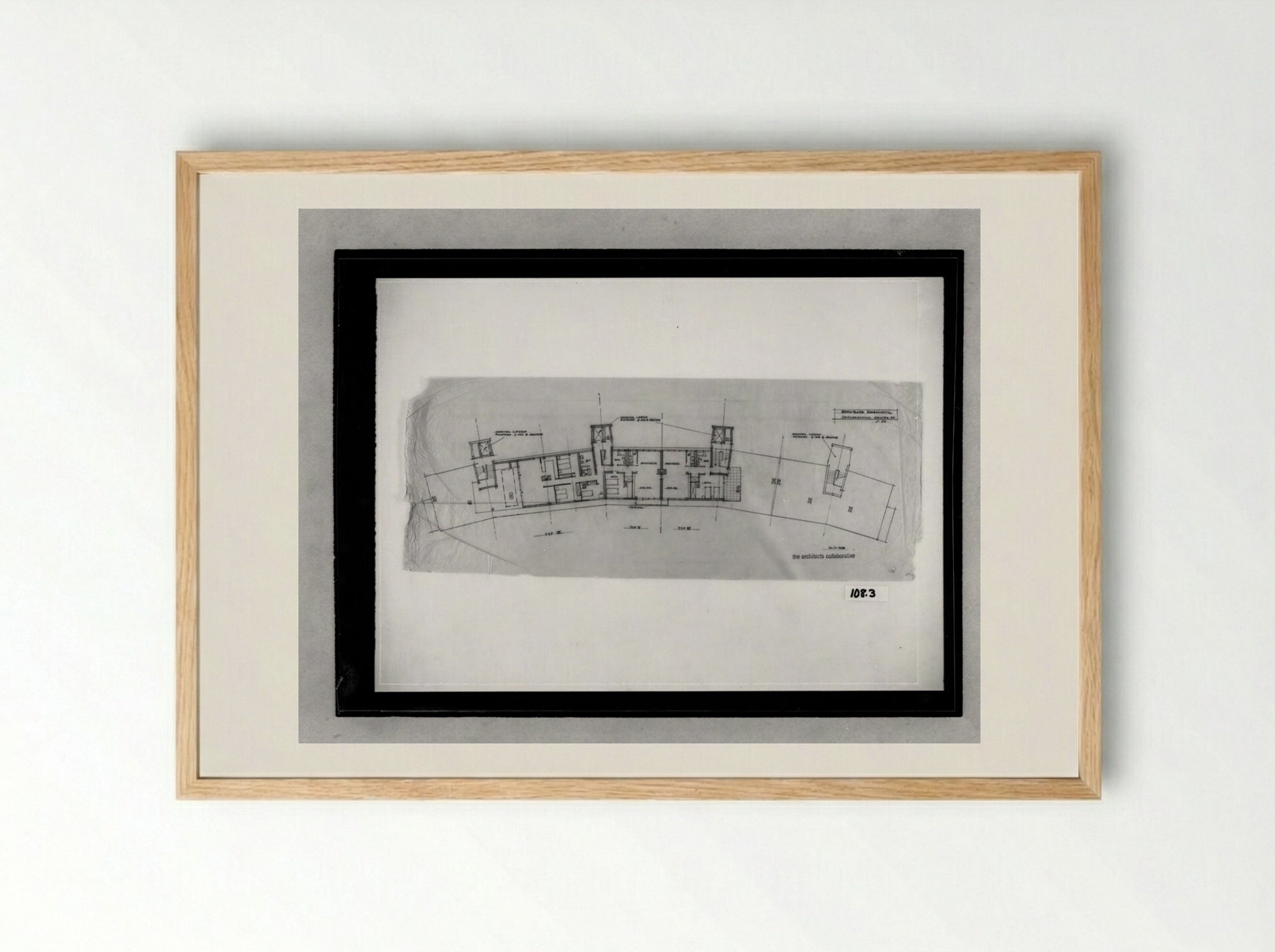 Apartment House for Interbau Exhibition, Berlin-Hansaviertel: Penthouse floor plan - Walter Gropius - Framed Print Wood