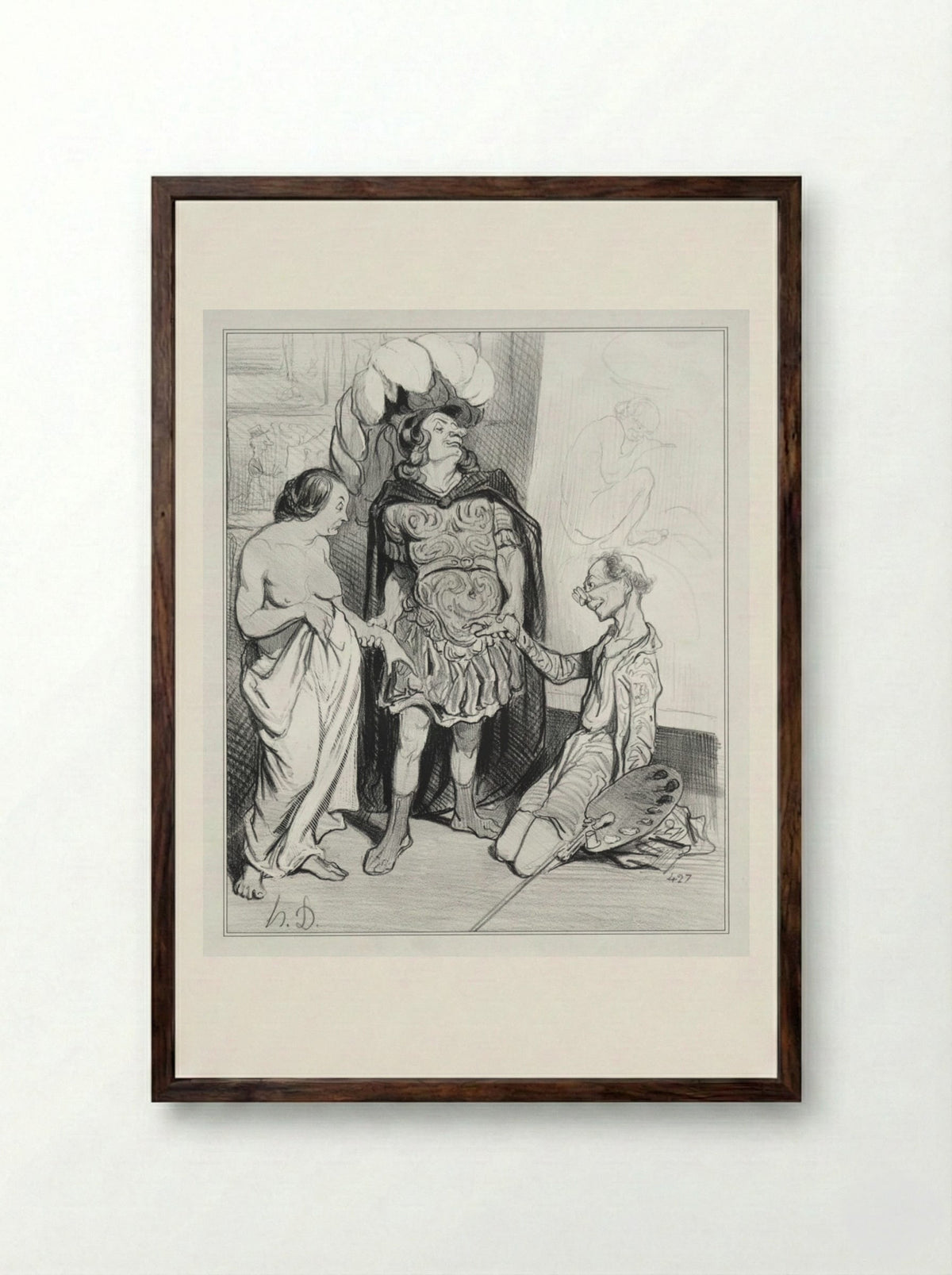 Apelles and Campaspe - Honoré Daumier - Framed Print Dark Wood