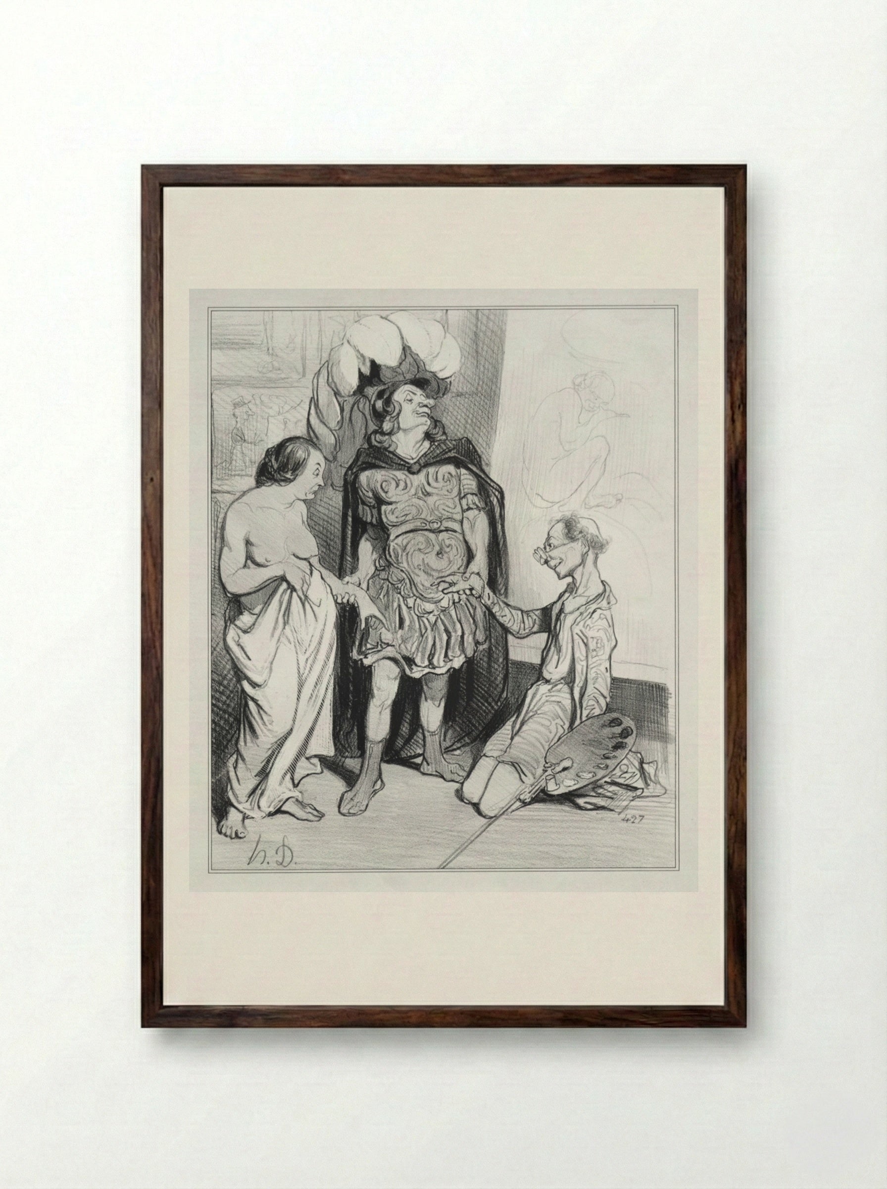 Apelles and Campaspe - Honoré Daumier - Framed Print Dark Wood