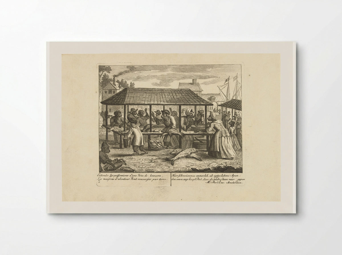 Apen op de vismarkt - Matthijs Pool - Poster