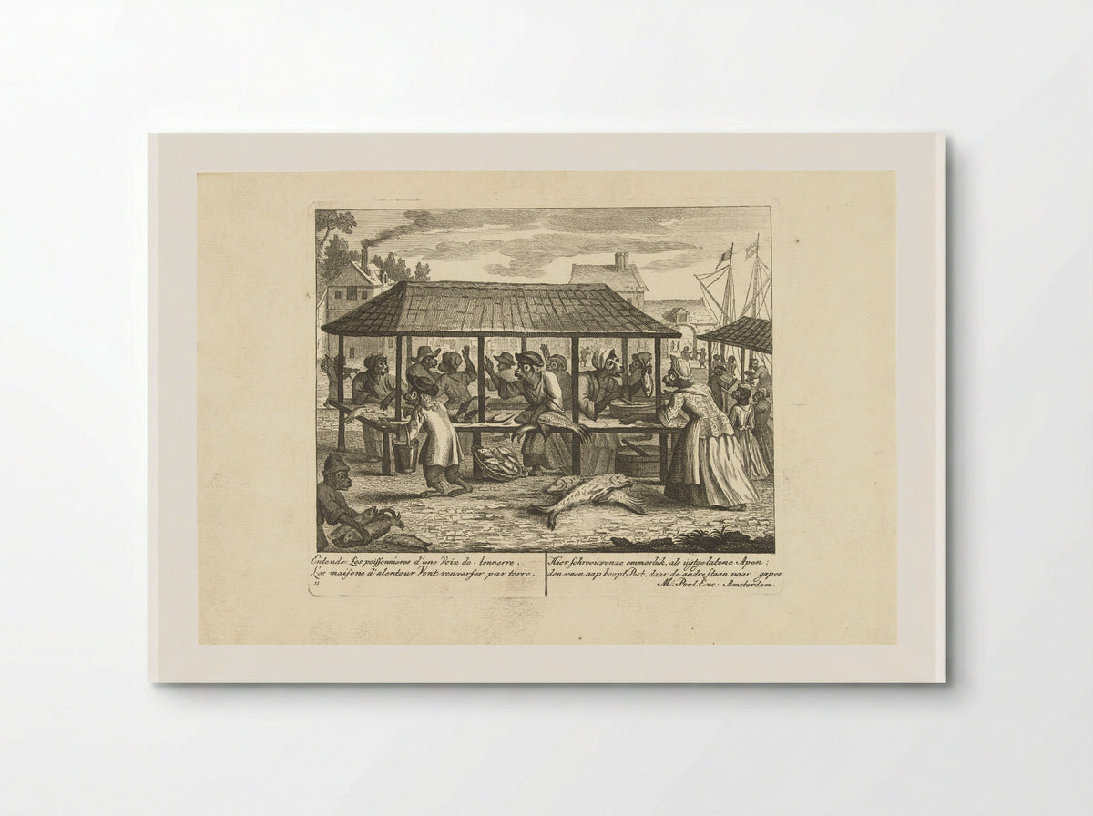 Apen op de vismarkt - Matthijs Pool - Poster
