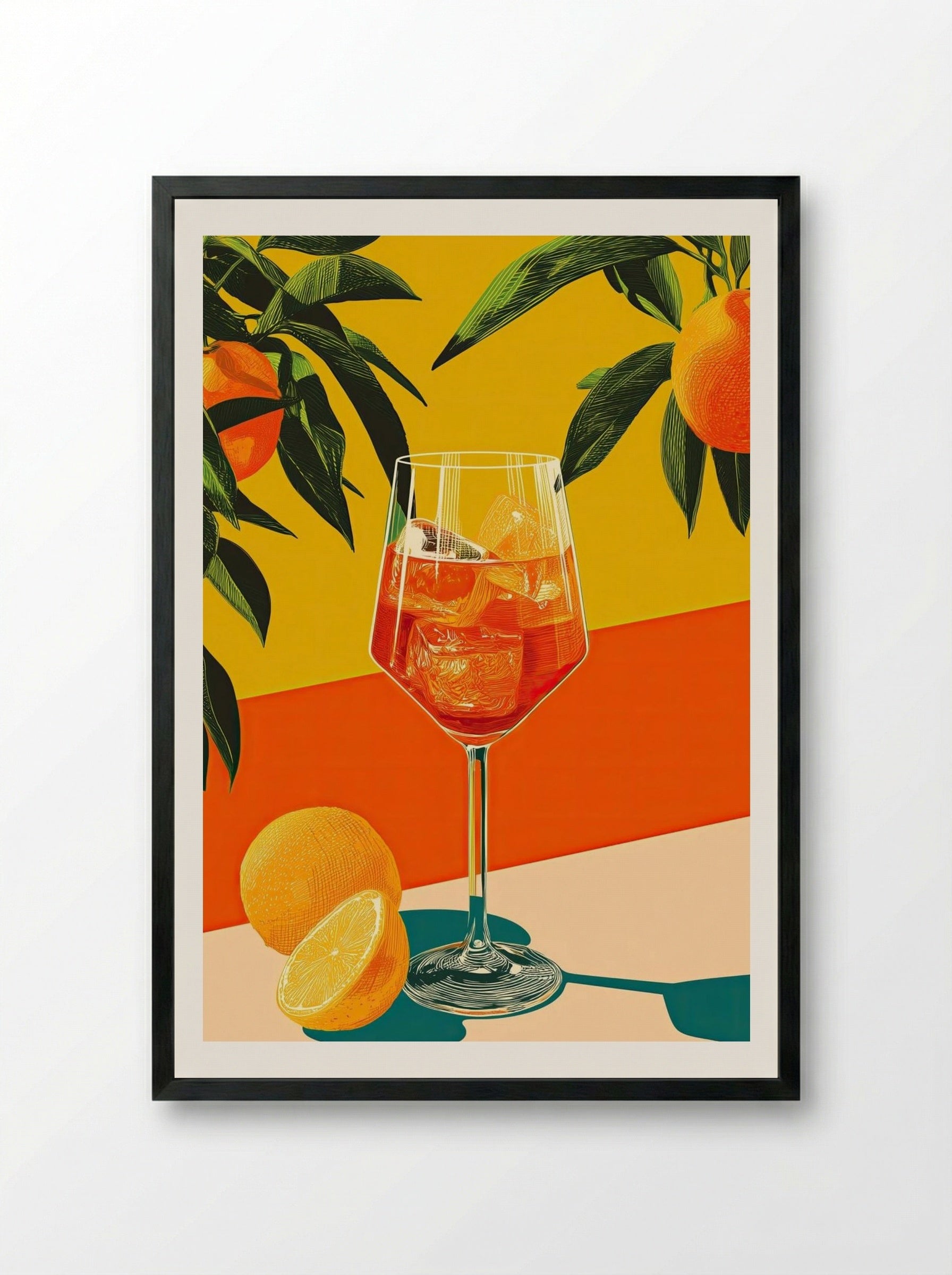 Aperol Spritz Dream – Vibrant Summer Cocktail Art Print.png - Framed Print Black