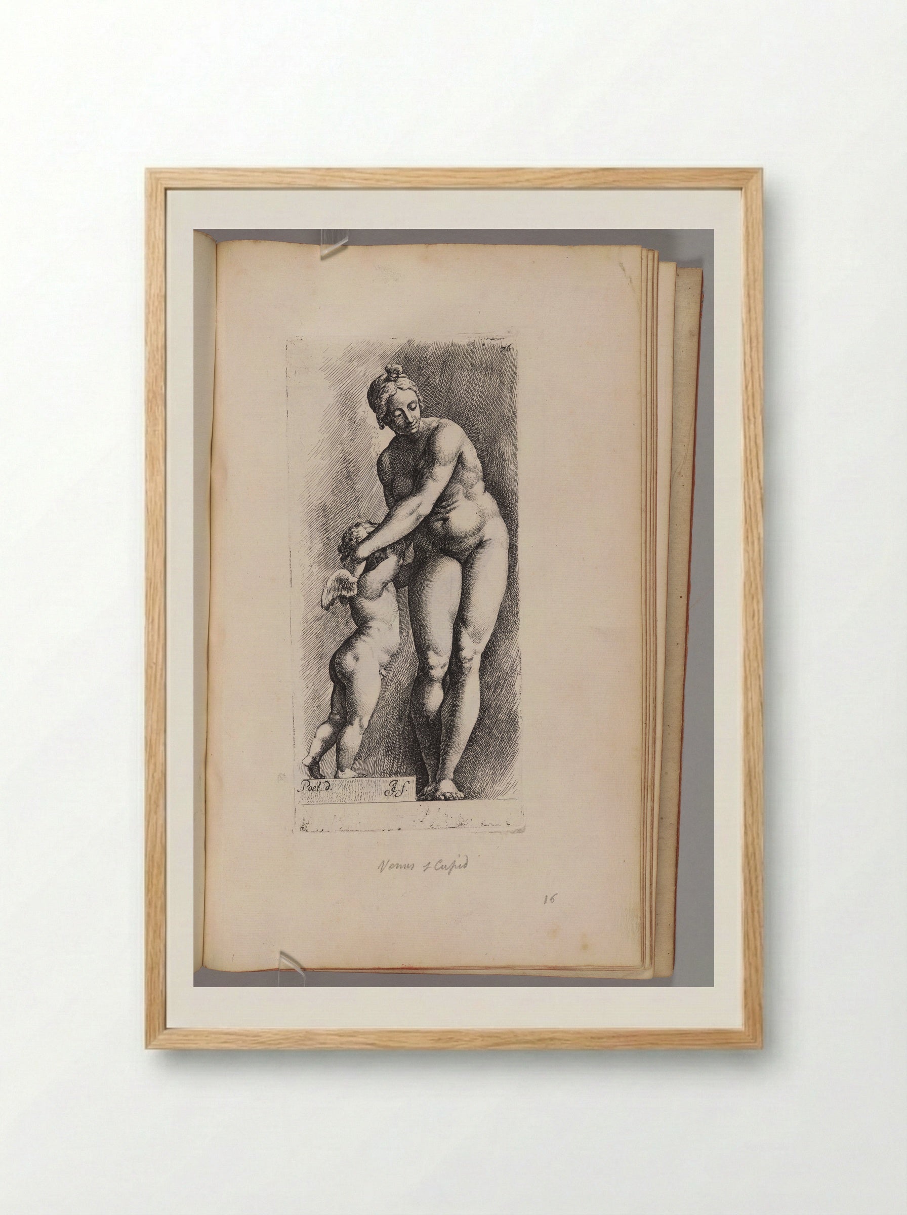 Aphrodite and Eros (Plate 76) - Jan de Bisschop - Framed Print Wood