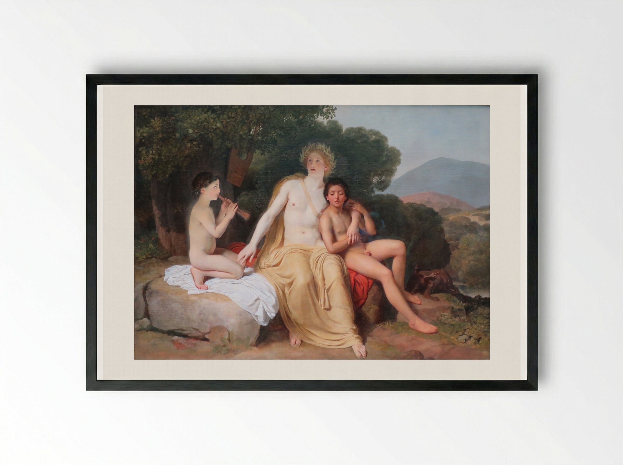 Apollo, Hyacinthus and Cyparissus Singing and Playing Music - Alexander Ivanov - Framed Print Black