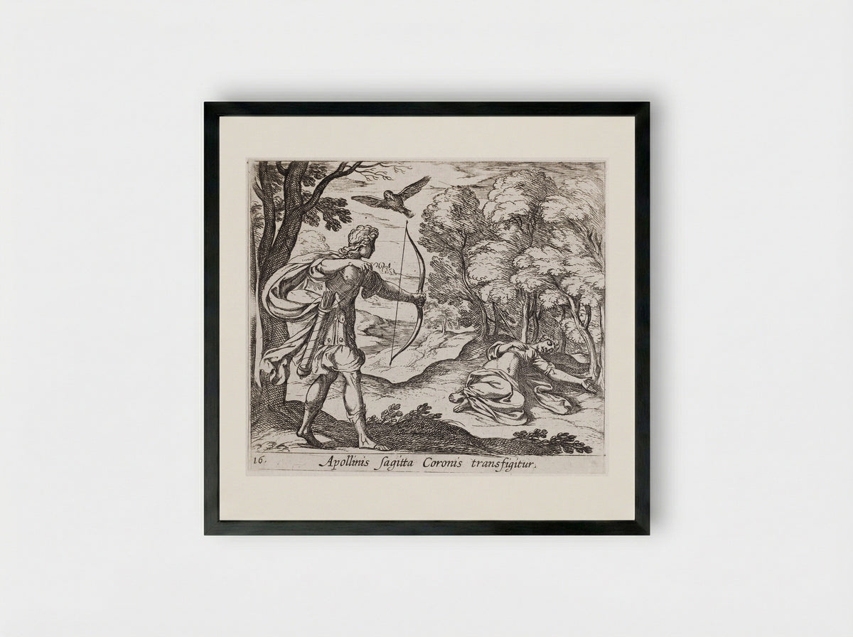 Apollo Killing Coronis - Antonio Tempesta - Framed Print Black