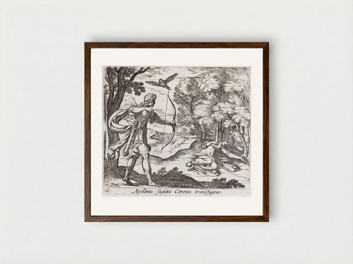 Apollo Killing Coronis - Antonio Tempesta - Framed Print Dark Wood