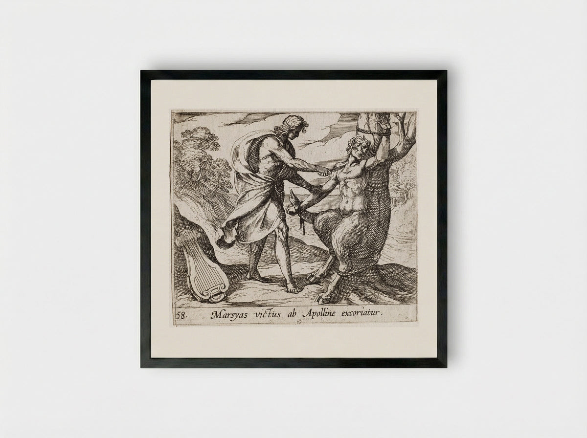 Apollo Killing Marsyas - Antonio Tempesta - Framed Print Black