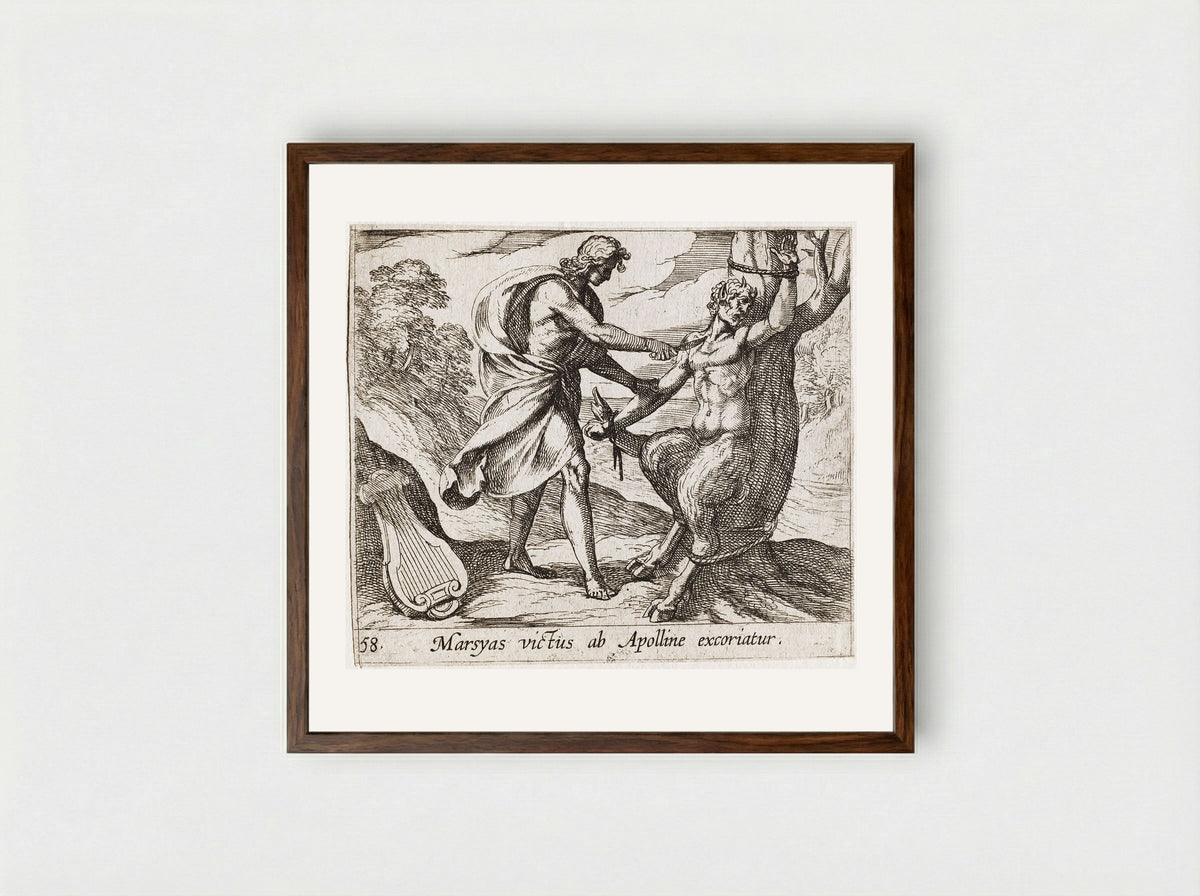 Apollo Killing Marsyas - Antonio Tempesta - Framed Print Dark Wood