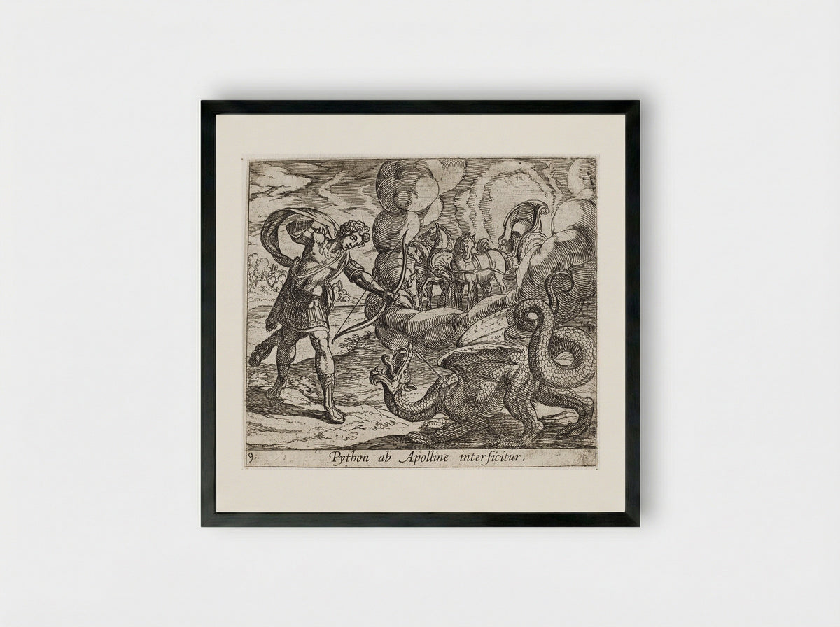 Apollo Killing Python - Antonio Tempesta - Framed Print Black