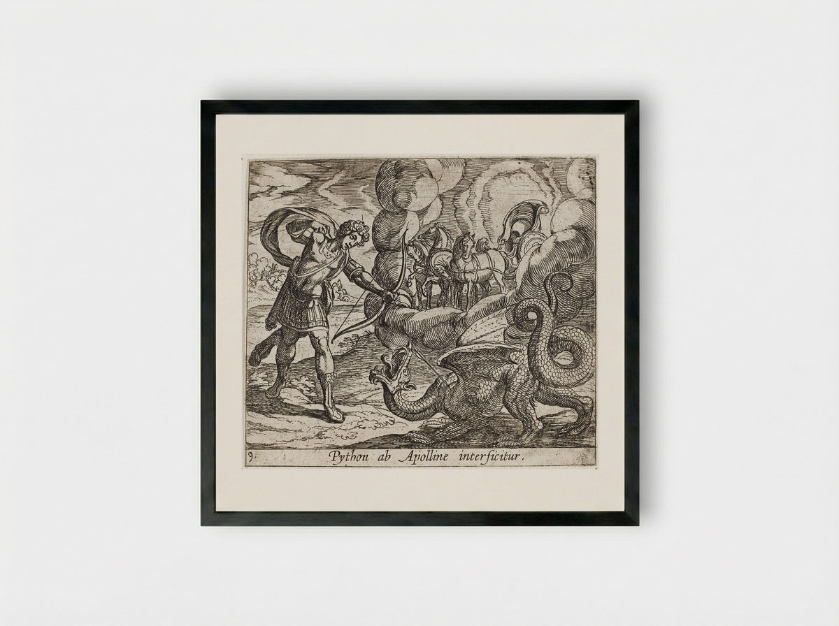 Apollo Killing Python - Antonio Tempesta - Framed Print Black
