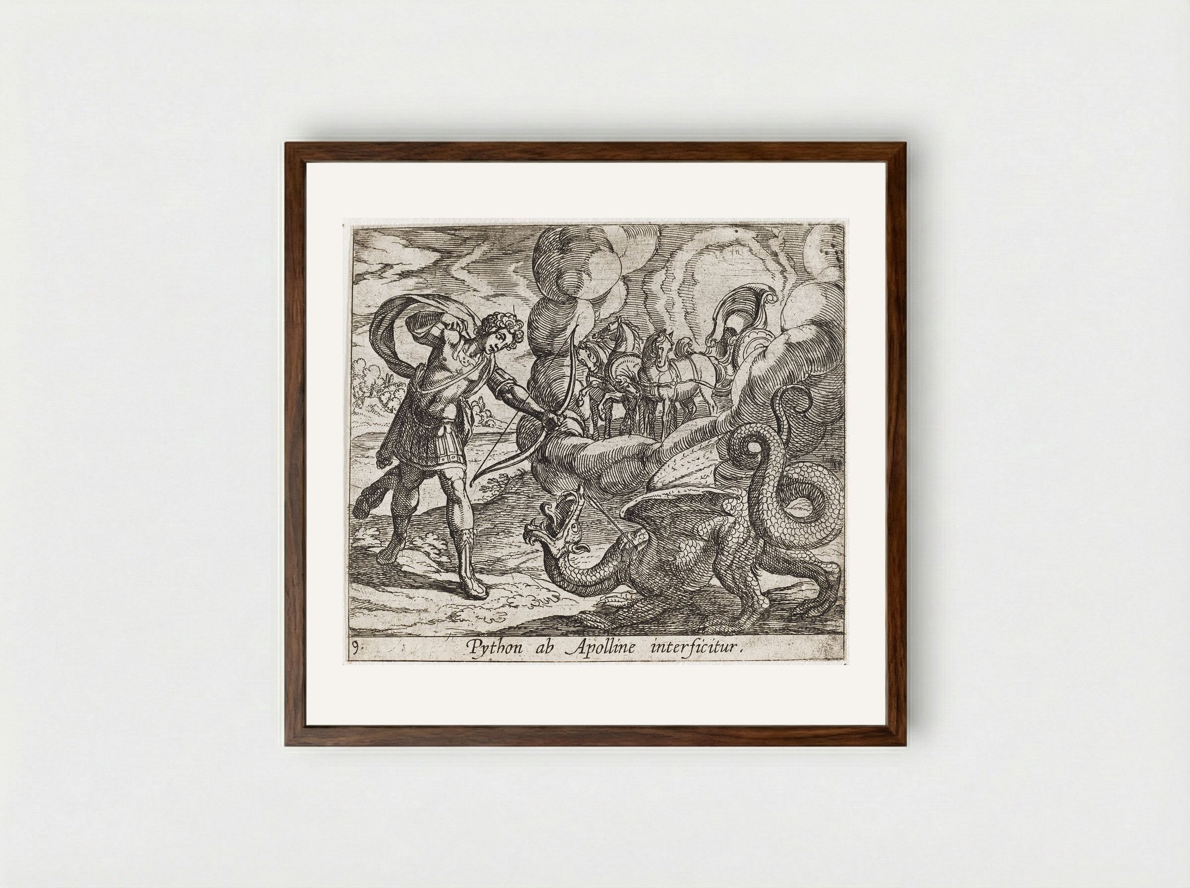 Apollo Killing Python - Antonio Tempesta - Framed Print Dark Wood
